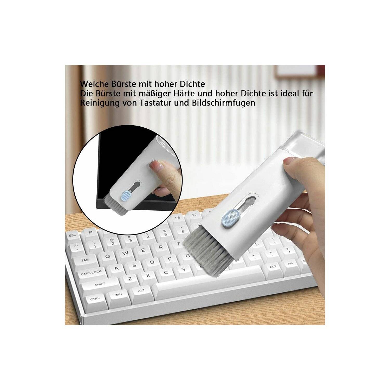 Multifunktionales 7-in-1-Reinigungsset für Kopfhörer und Tastatur Hellblau