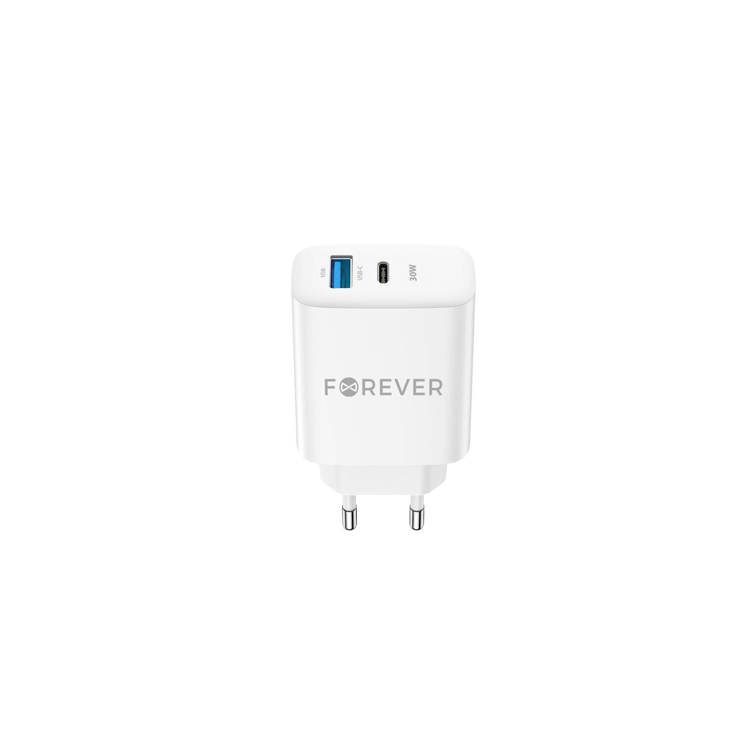 Forever TC-07-30AC PD QC Ladegerät 1x USB-C 1x USB 30W weiß