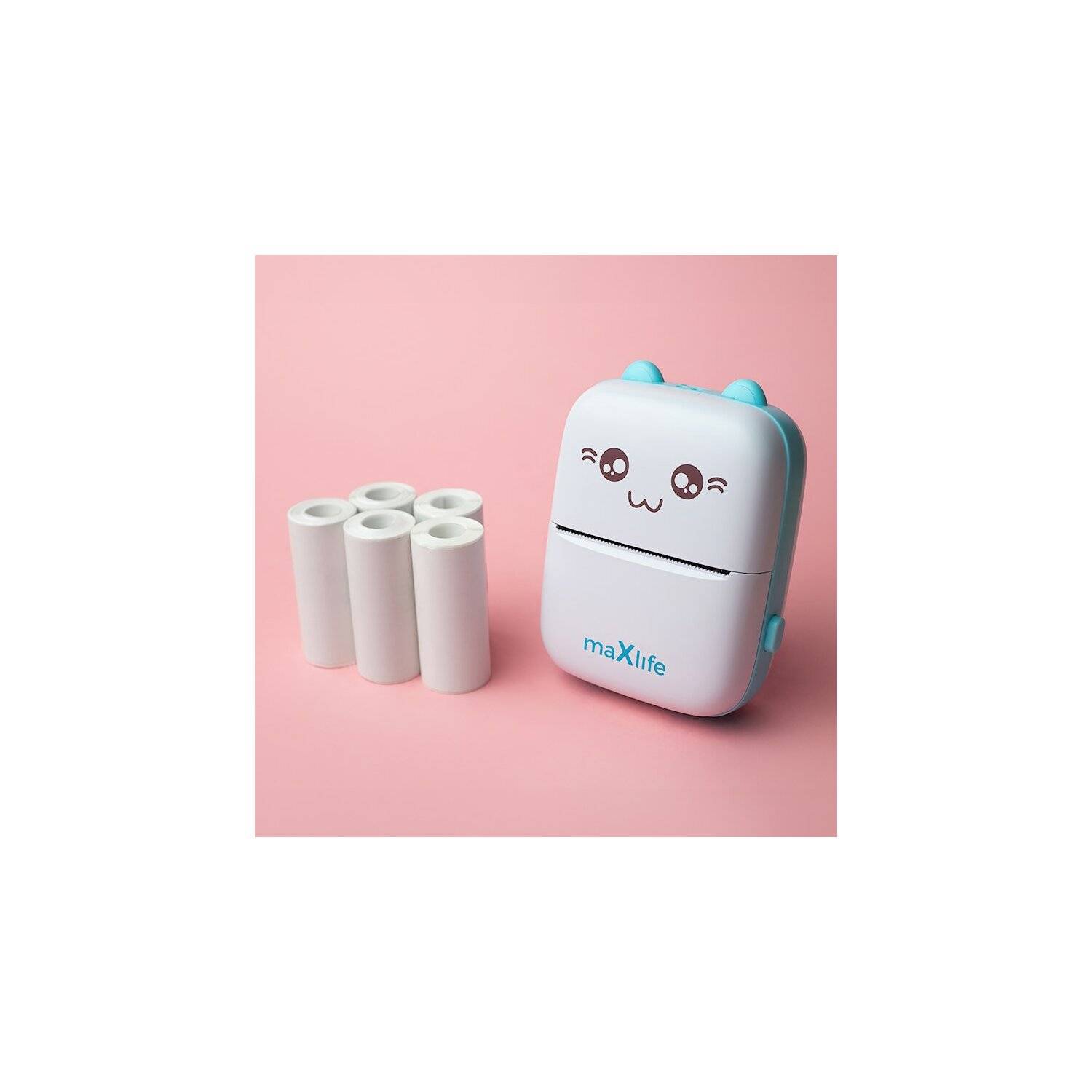 Maxlife Bluetooth-Thermodrucker MXTP-100 Tragbarer Drucker Etikettendrucker blau für Kinder