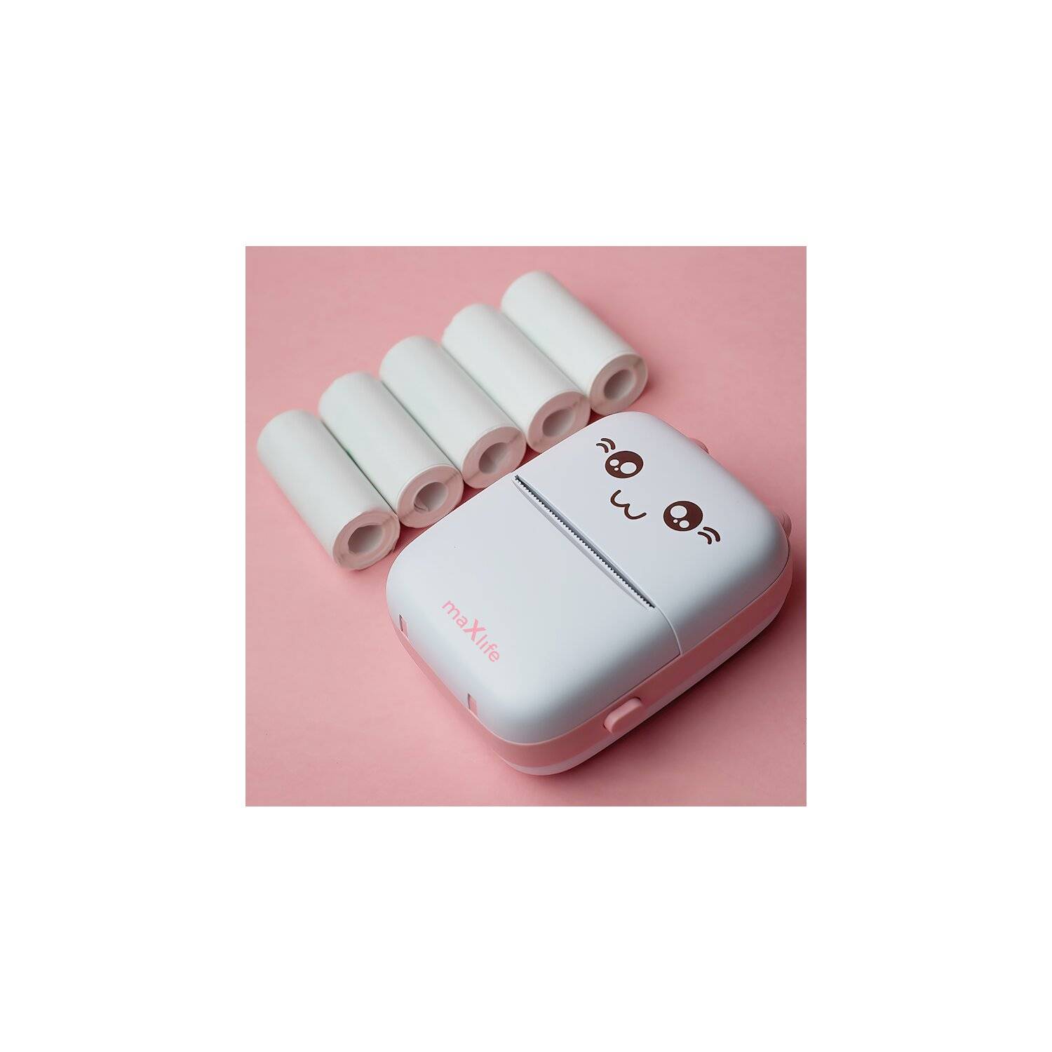 Maxlife Bluetooth-Thermodrucker MXTP-100 tragbarer Drucker Etikettendruck pink