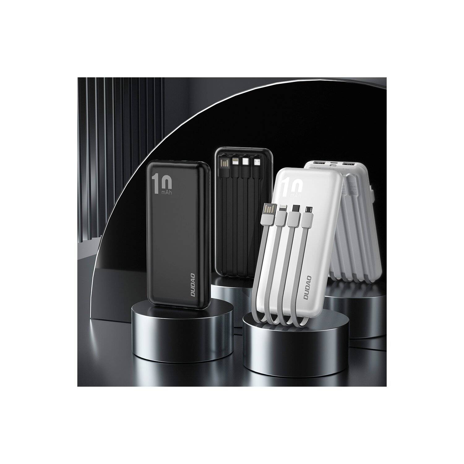 Dudao K6Pro Universal 10000mAh Powerbank mit USB-Kabel, USB Typ C, iPhone Weiß