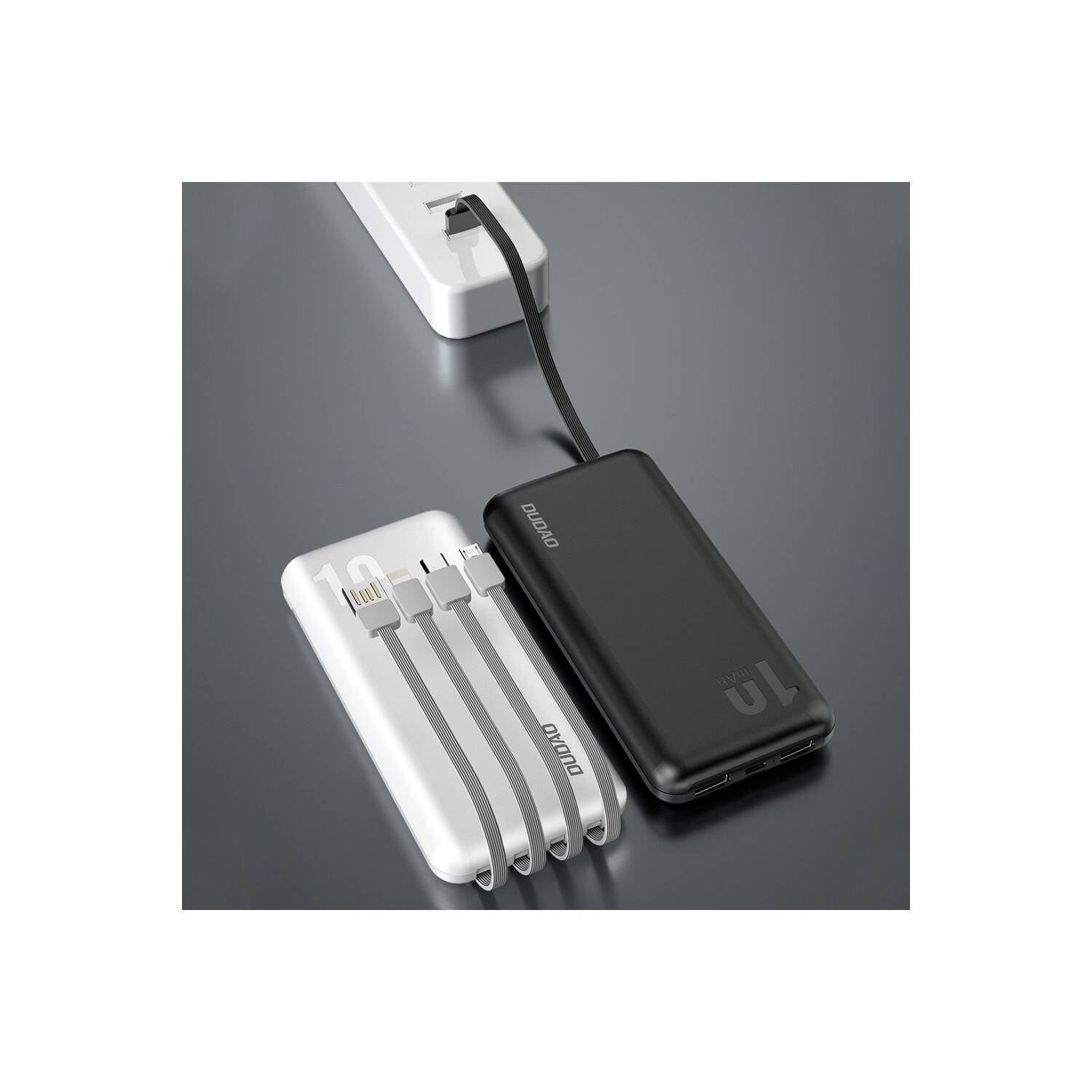 Dudao K6Pro Universal 10000mAh Powerbank mit USB-Kabel, USB Typ C, iPhone Weiß
