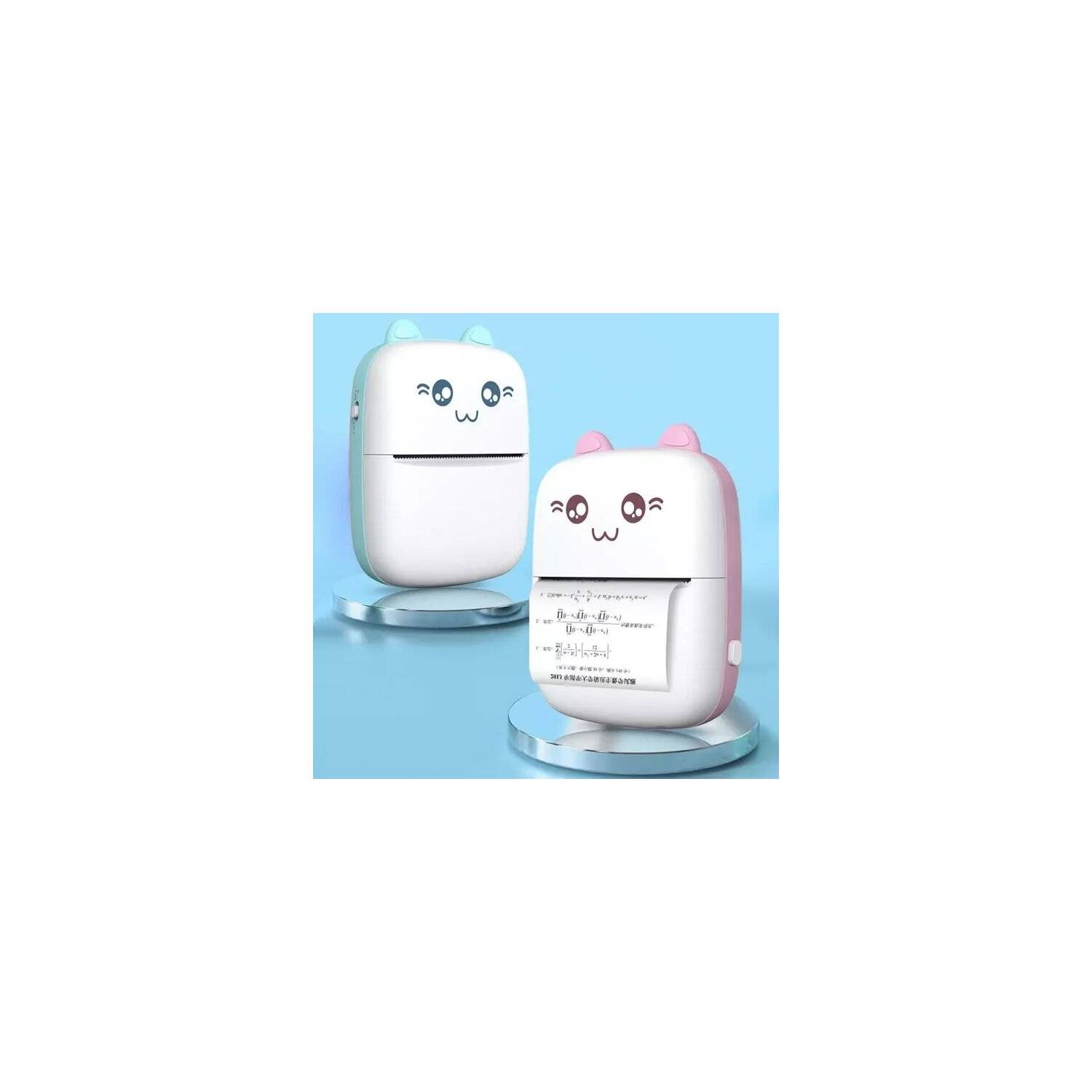 Mini-Katzen-Thermodrucker (7 Rollen im Lieferumfang enthalten) Print-App DruckerBlau