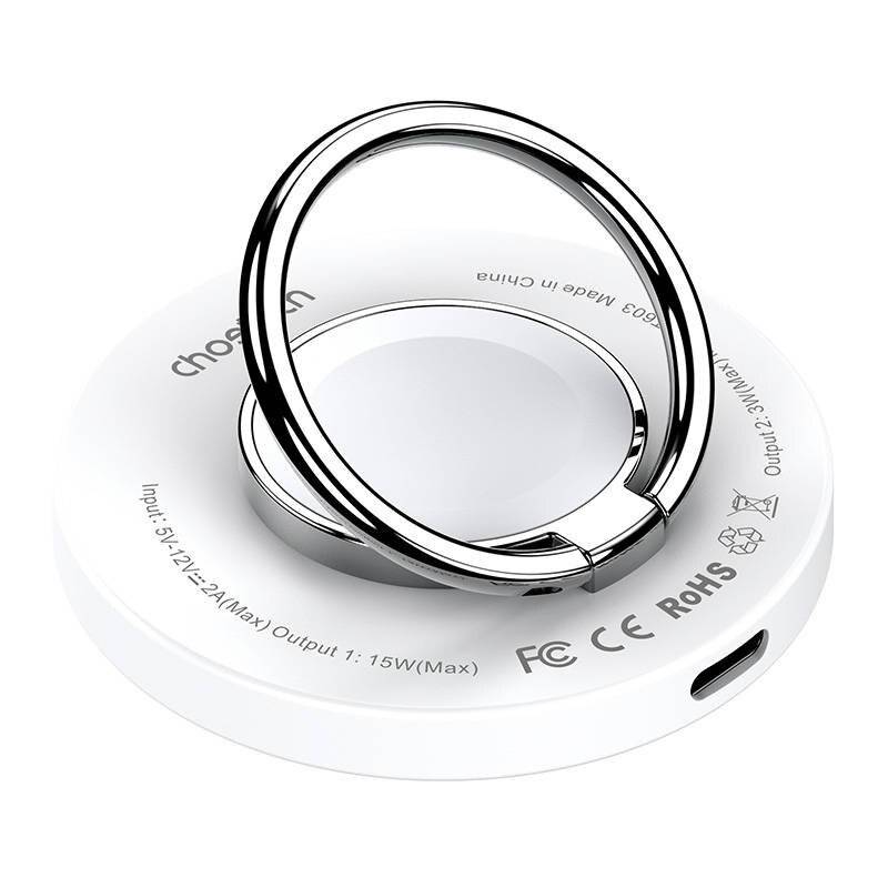 Choetech T603-F 2-in-1 Induktives Ladegerät & Ringhalter, MagSafe-kompatibel, 15W, Weiß