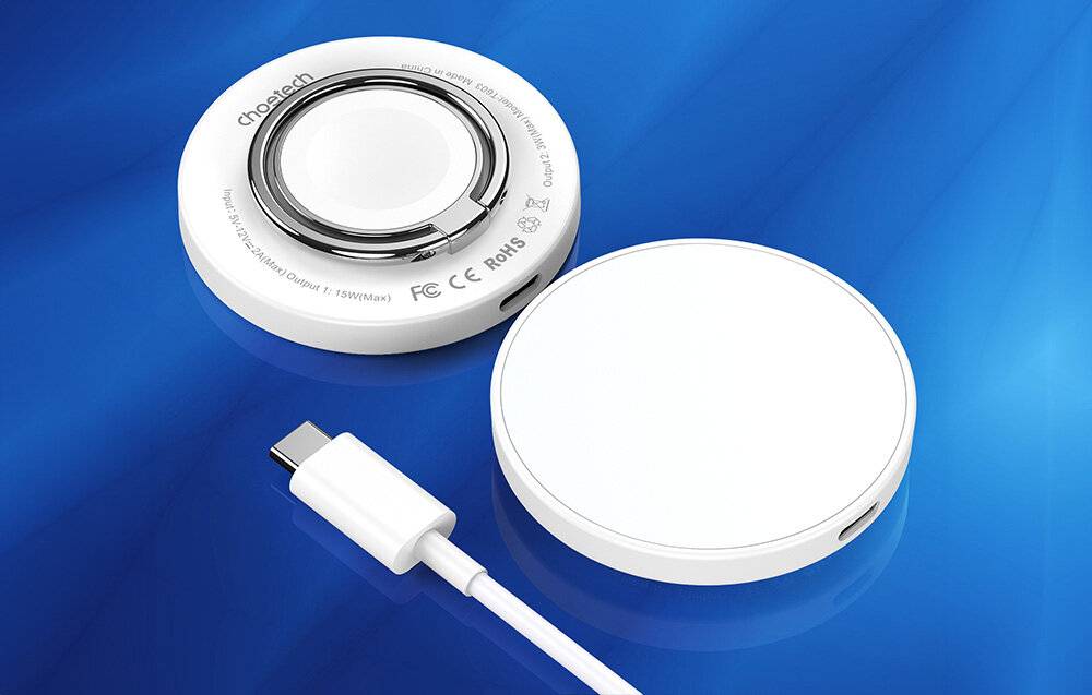 Choetech T603-F 2-in-1 Induktives Ladegerät & Ringhalter, MagSafe-kompatibel, 15W, Weiß