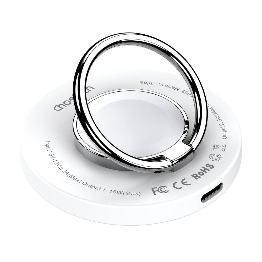 Choetech T603-F 2-in-1 Induktives Ladegerät & Ringhalter, MagSafe-kompatibel, 15W, Weiß
