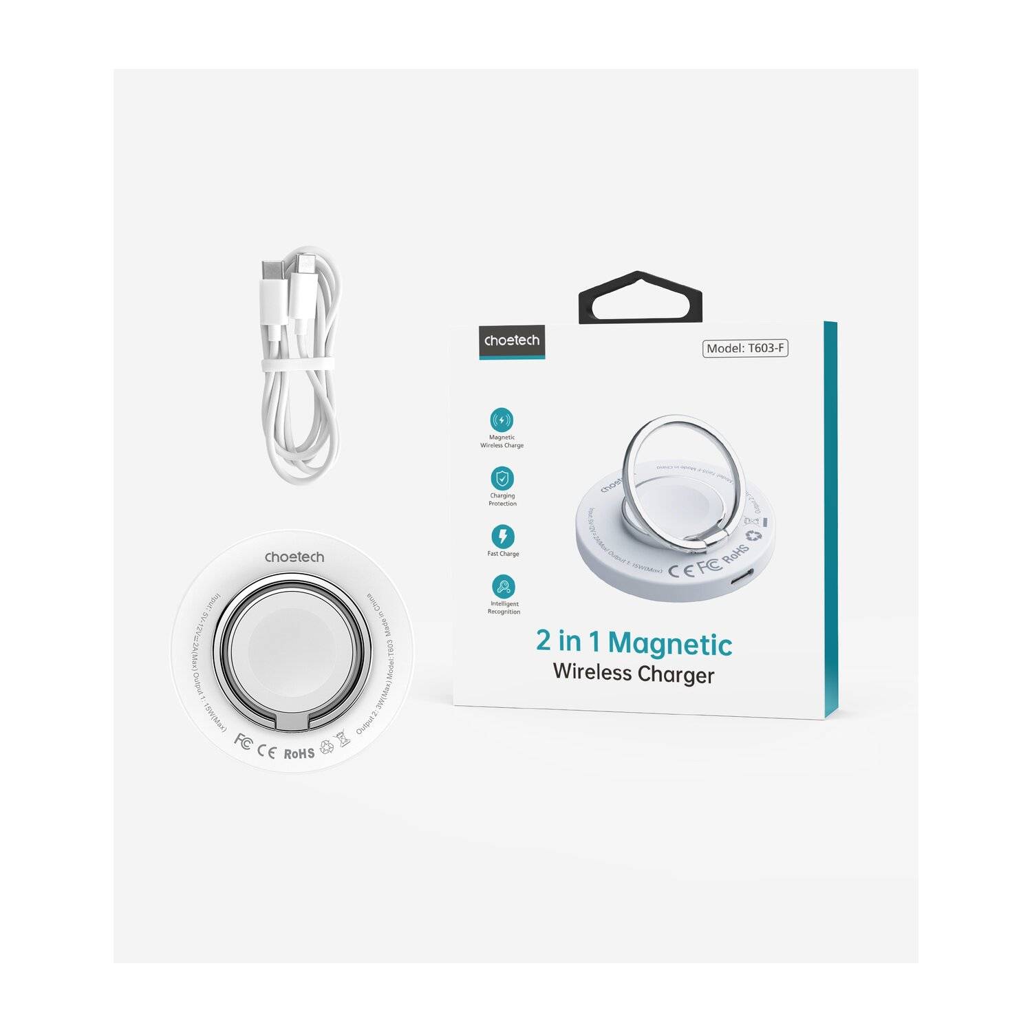 MagSafe Choetech T603-F induktives Ladegerät mit Halterung – Weiß