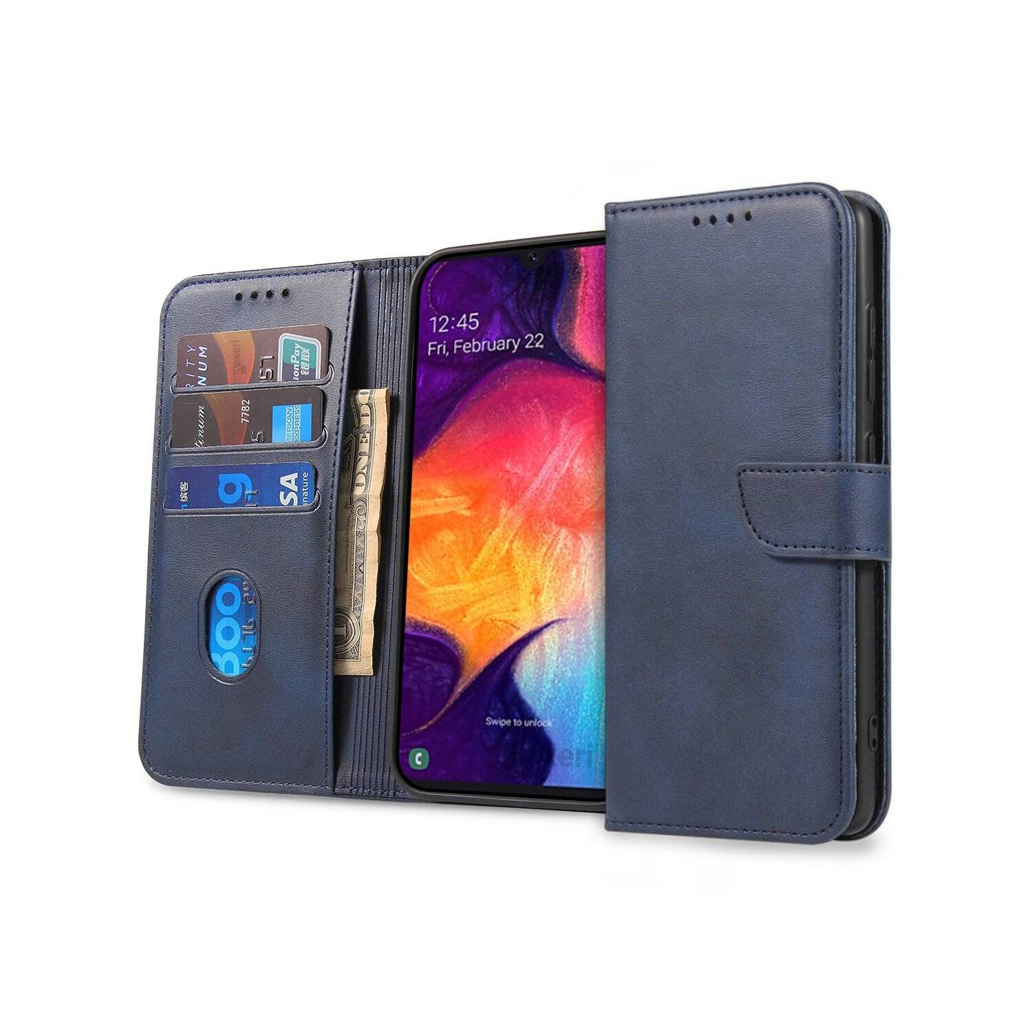 Premium Magnet Case Buch Tasche Schutzhülle aufklappbare Hülle Standfunktion kompatibel mit OPPO A78 4G Dunkelblau