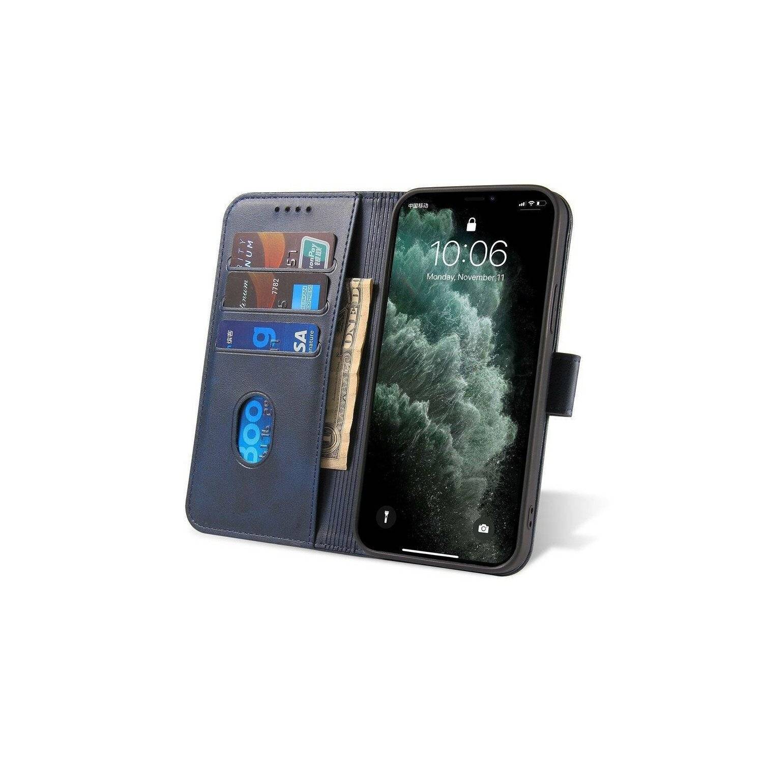 Premium Magnet Case Buch Tasche Schutzhülle aufklappbare Hülle Standfunktion kompatibel mit OPPO A78 4G Dunkelblau