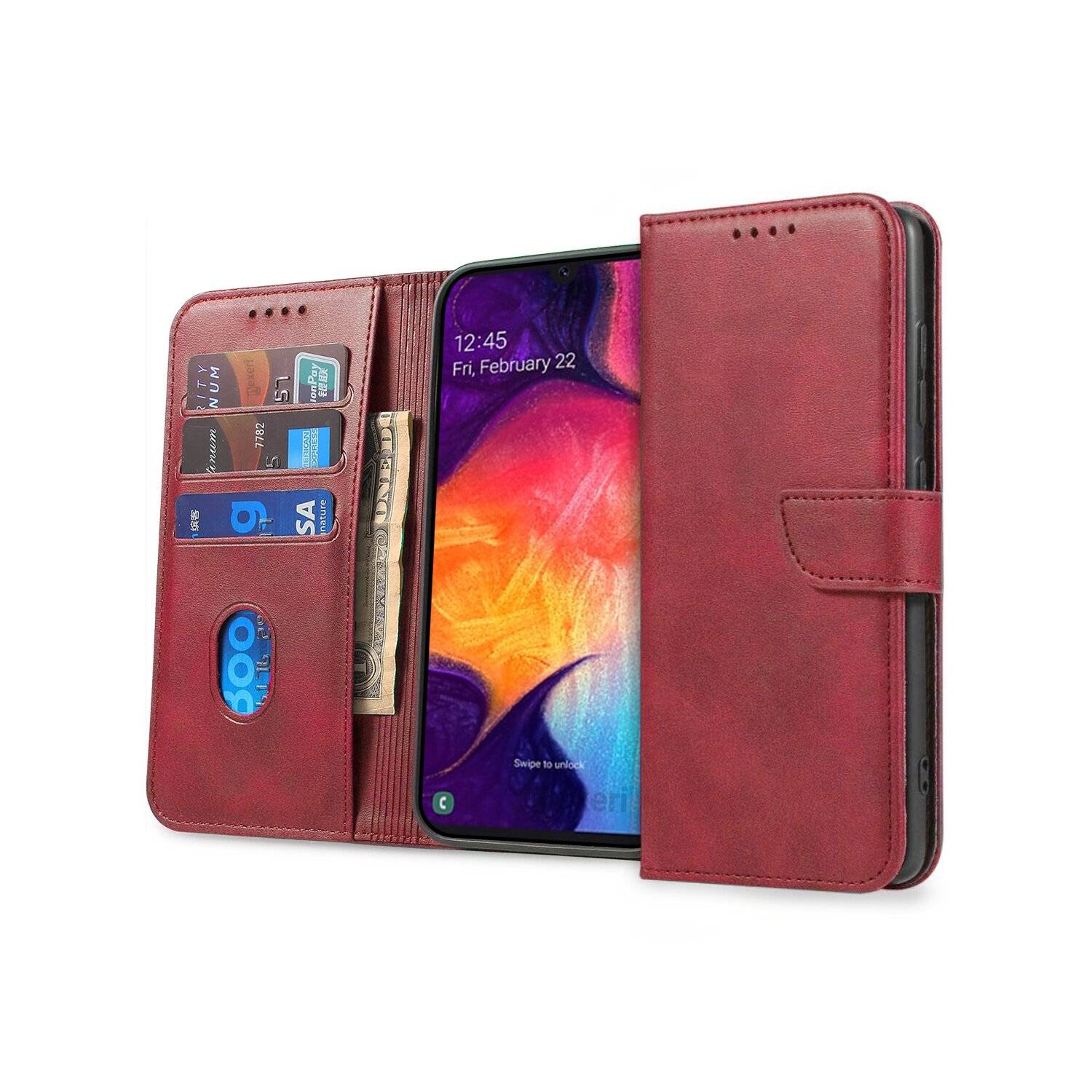 Premium Magnet Case Buch Tasche Schutzhülle aufklappbare Hülle Standfunktion Zubehör kompatibel mit OPPO A78 4G Rot