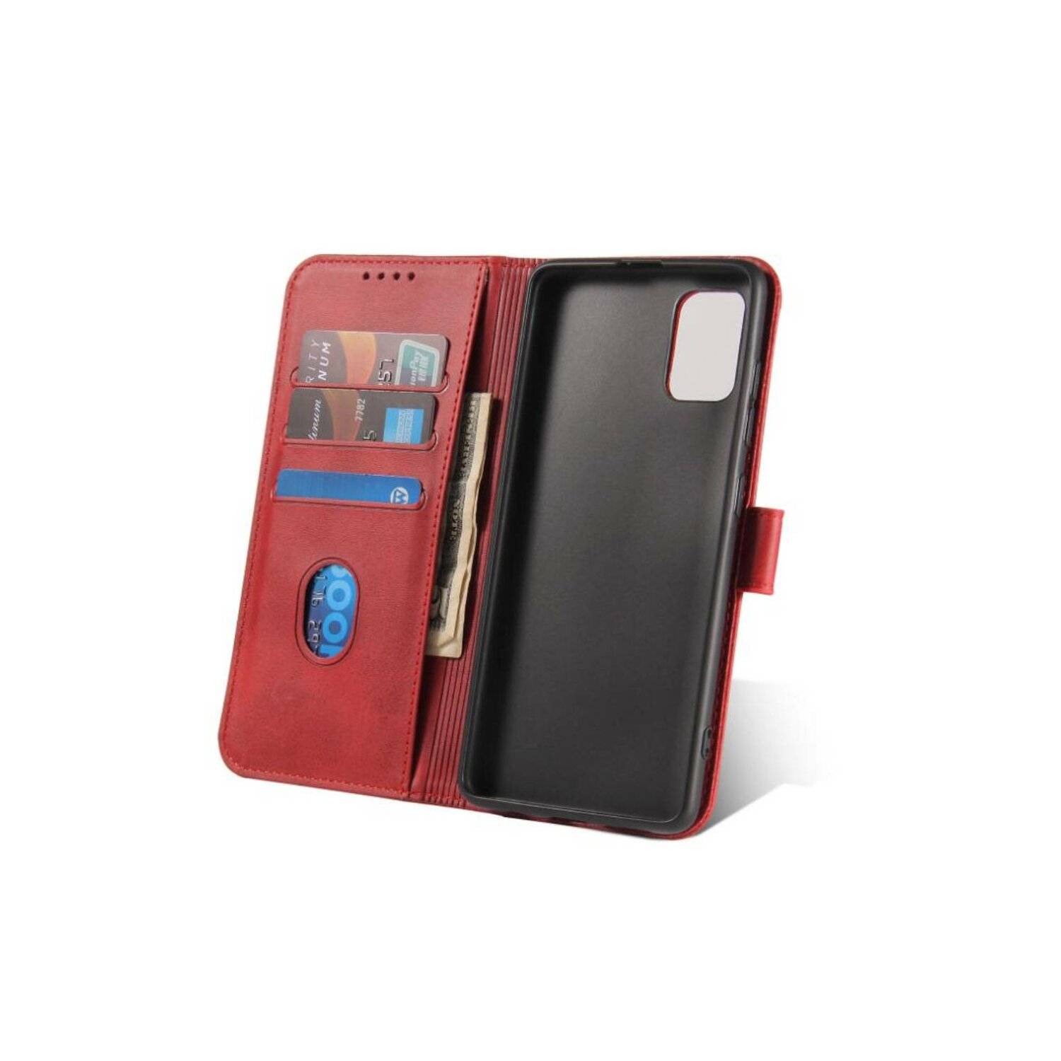 Premium Magnet Case Buch Tasche Schutzhülle aufklappbare Hülle Standfunktion Zubehör kompatibel mit OPPO A78 4G Rot