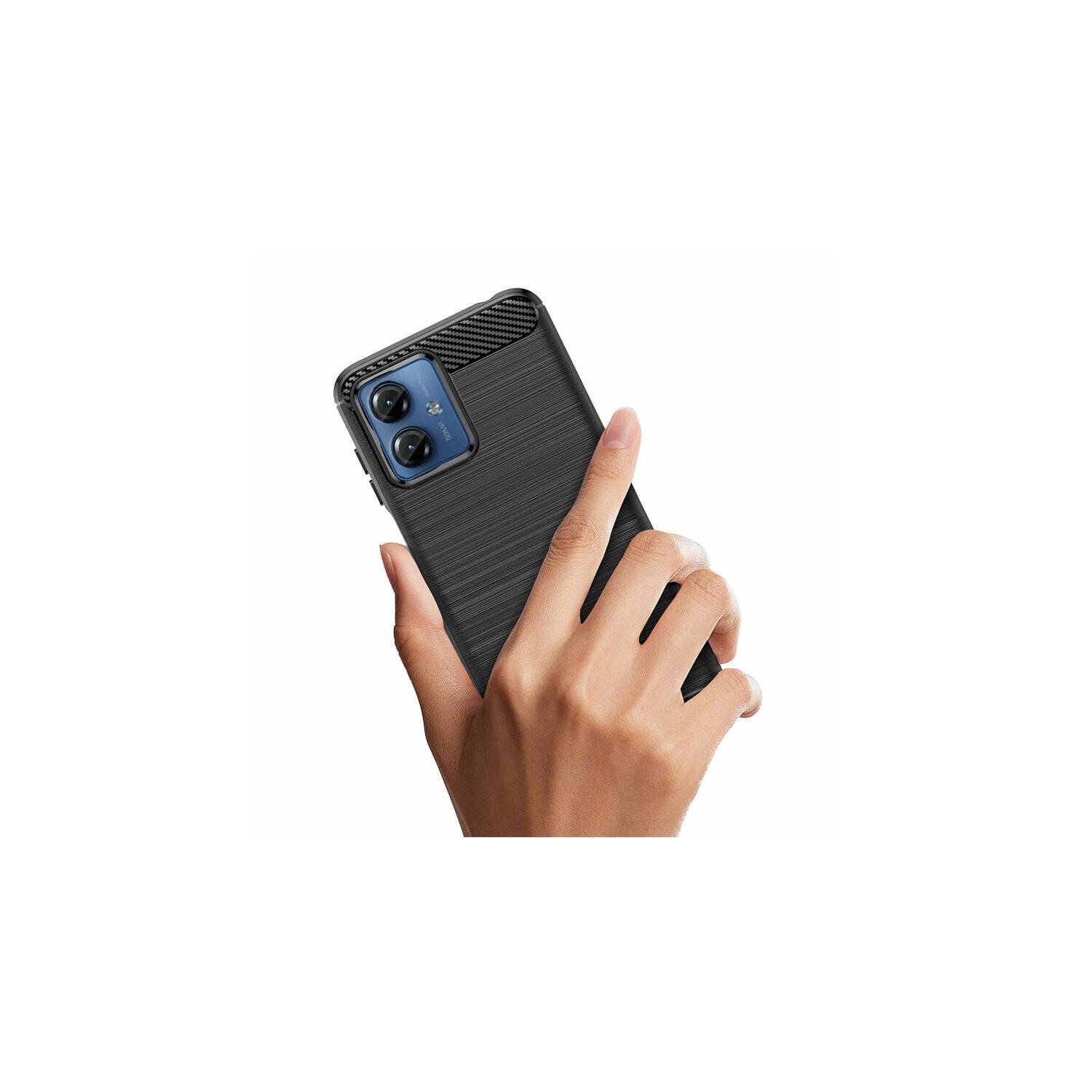 Carbon Case kompatibel mit Realme 11 Pro flexible Silikon-Carbon-Hülle schwarz
