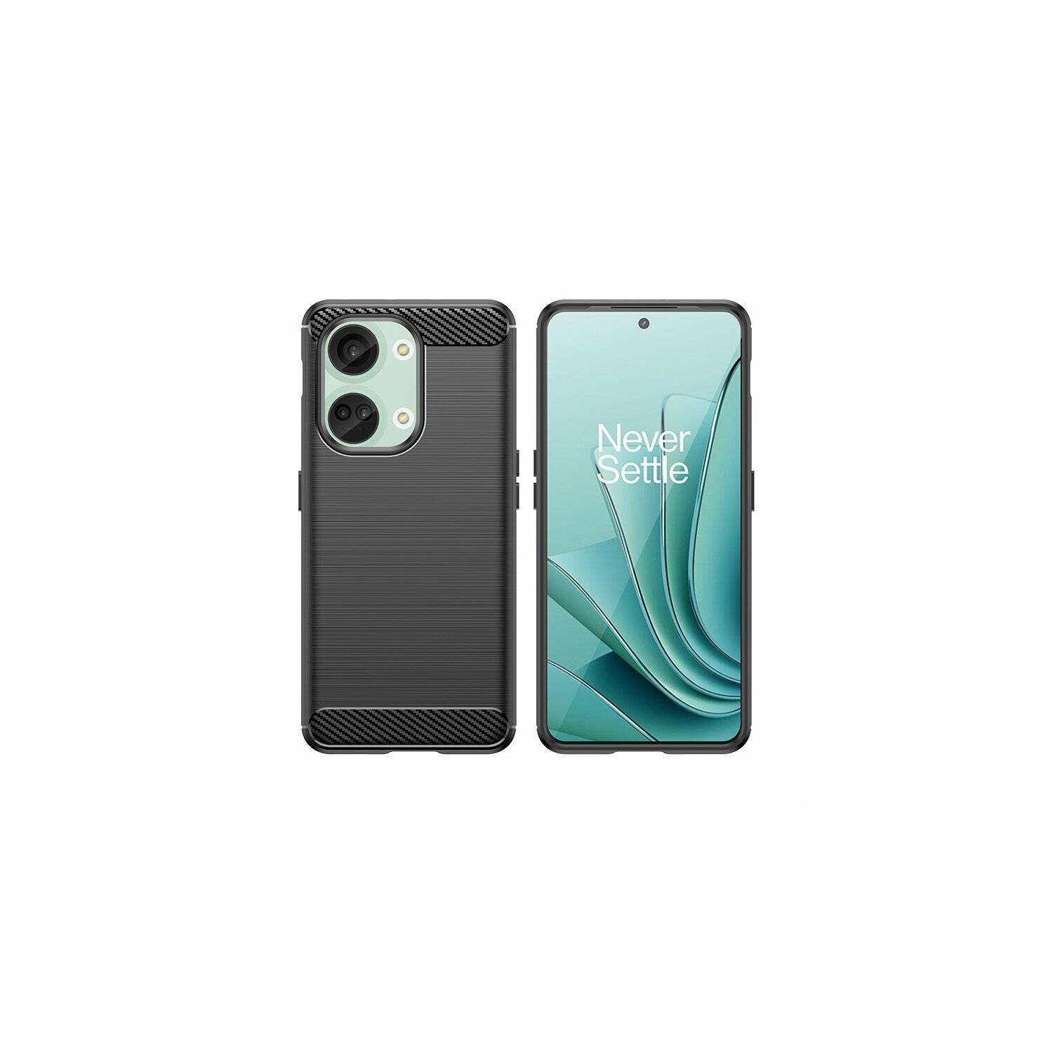 Carbon Case kompatibel mit OnePlus Ace 2V / One Plus Nord 3 flexible Silikon-Carbon-Hülle schwarz