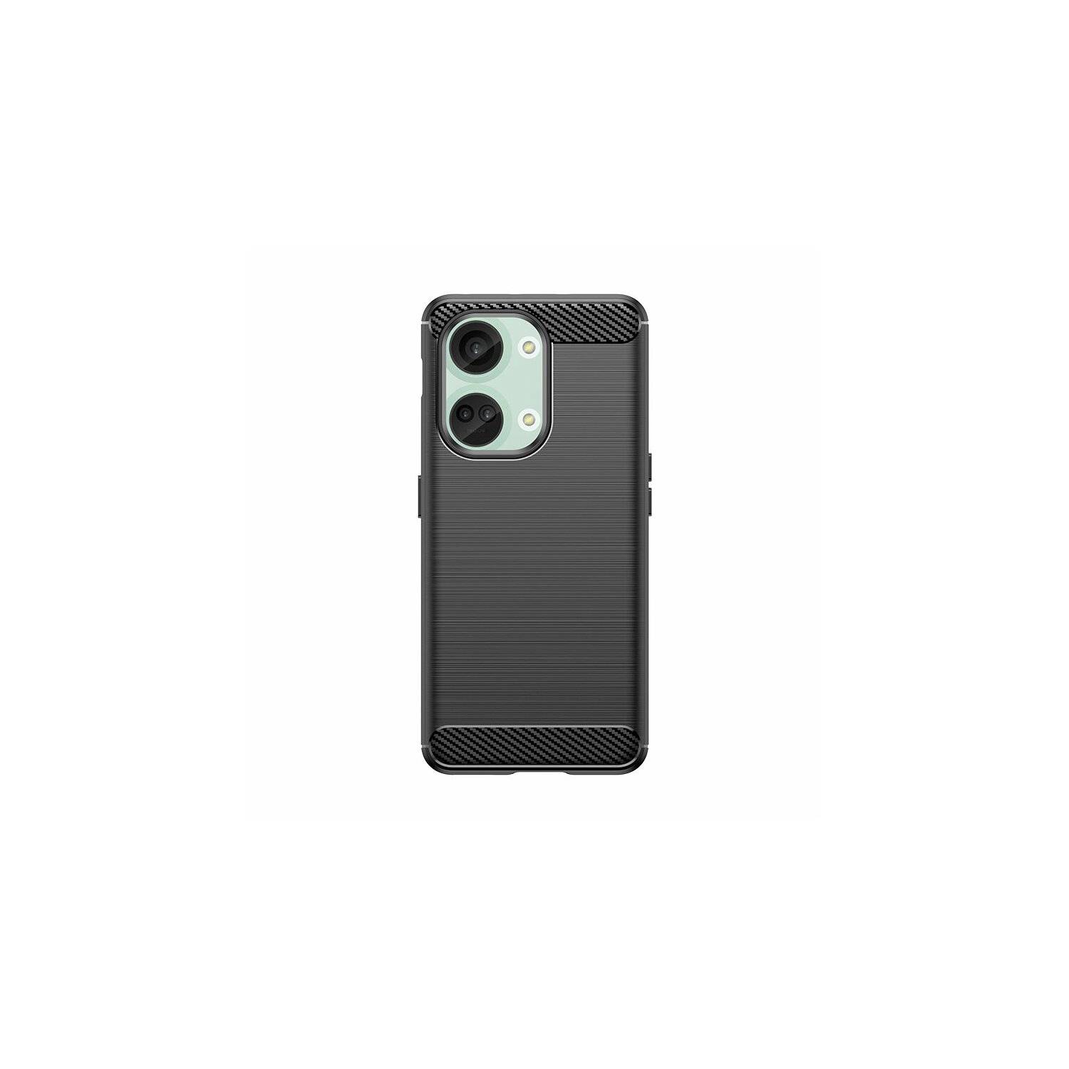 Carbon Case kompatibel mit OnePlus Ace 2V / One Plus Nord 3 flexible Silikon-Carbon-Hülle schwarz