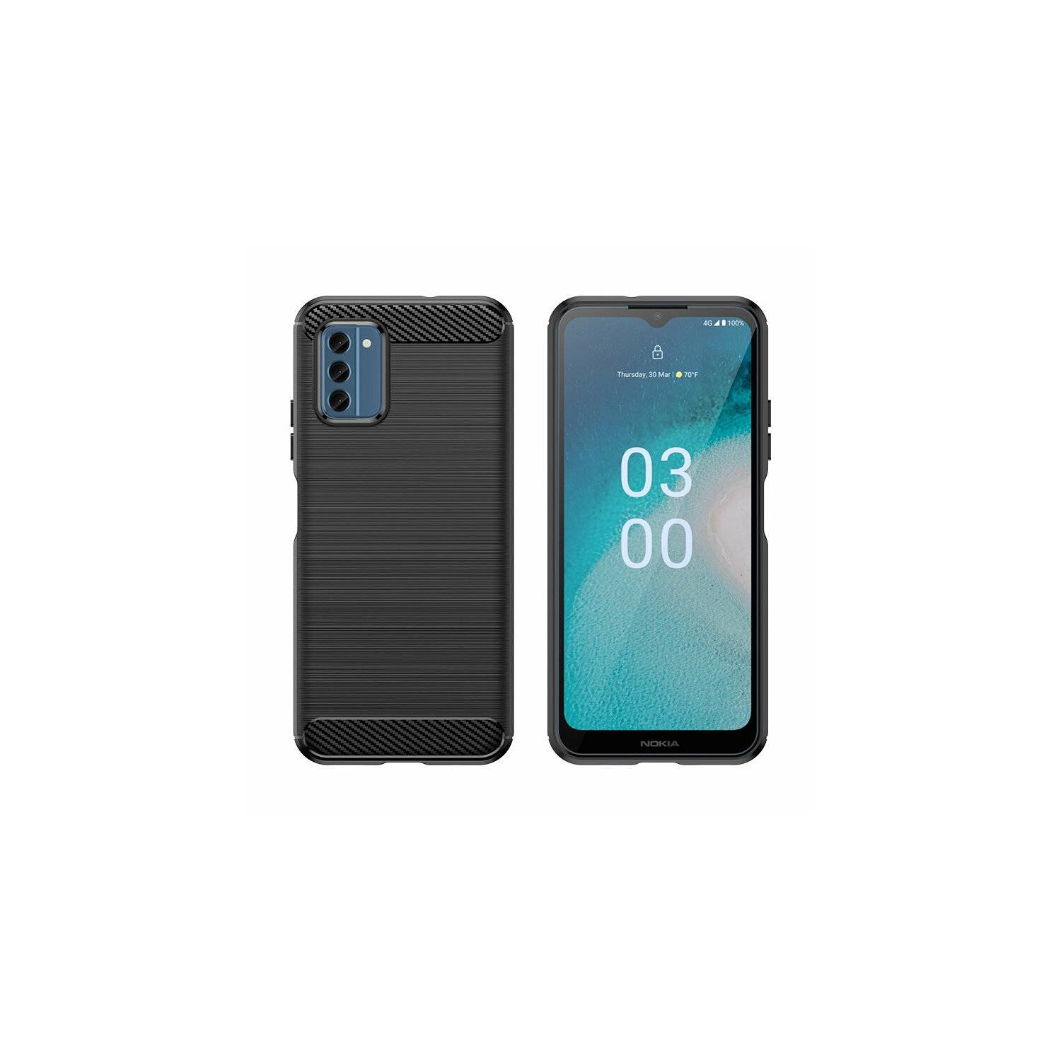 Carbon Case kompatibel mit Nokia C300 flexible Silikon-Carbon-Hülle schwarz