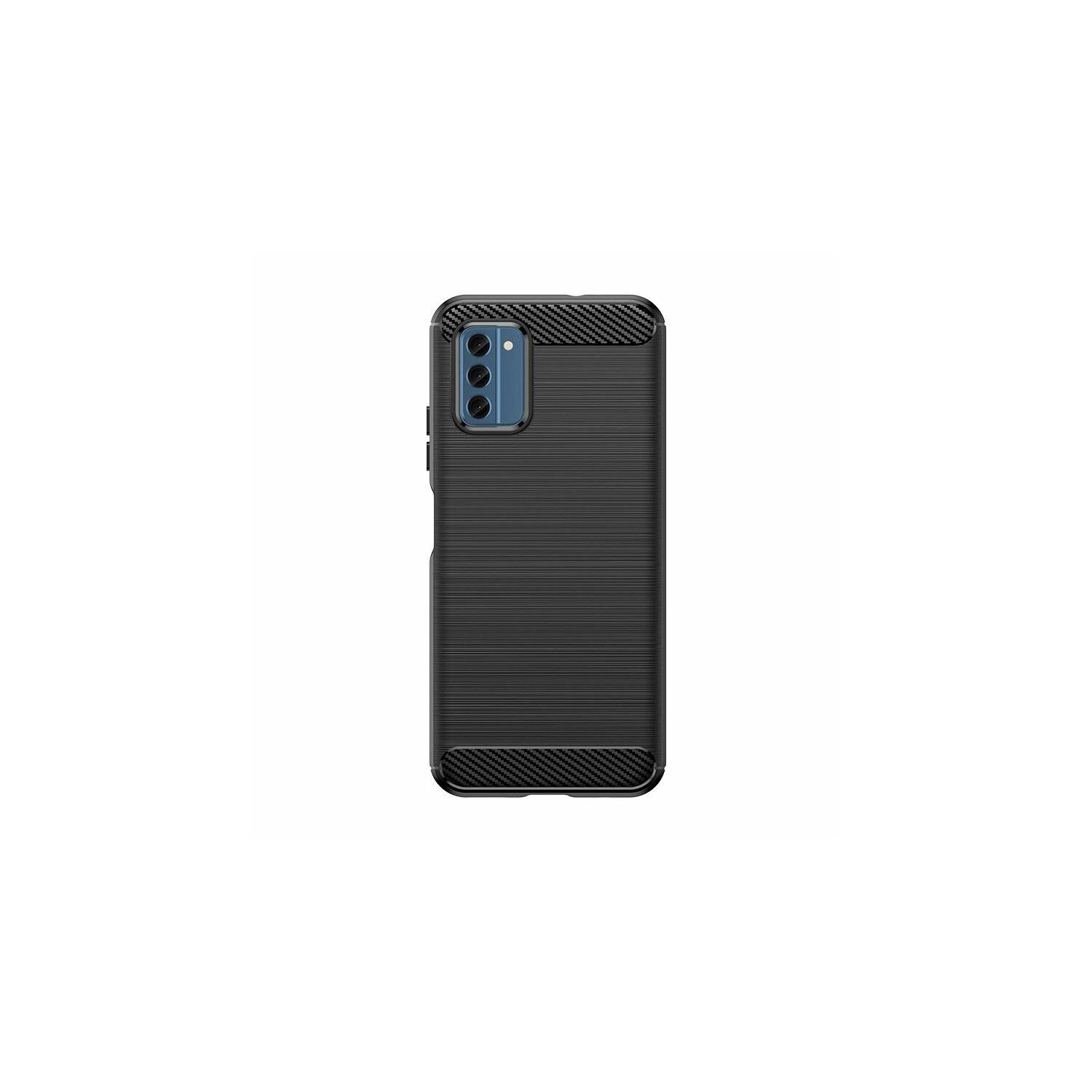 Carbon Case kompatibel mit Nokia C300 flexible Silikon-Carbon-Hülle schwarz