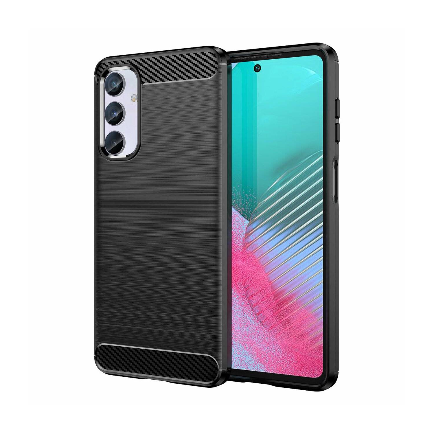 Carbon Case kompatibel mit Samsung Galaxy S23 FE flexible Silikon-Carbon-Hülle schwarz