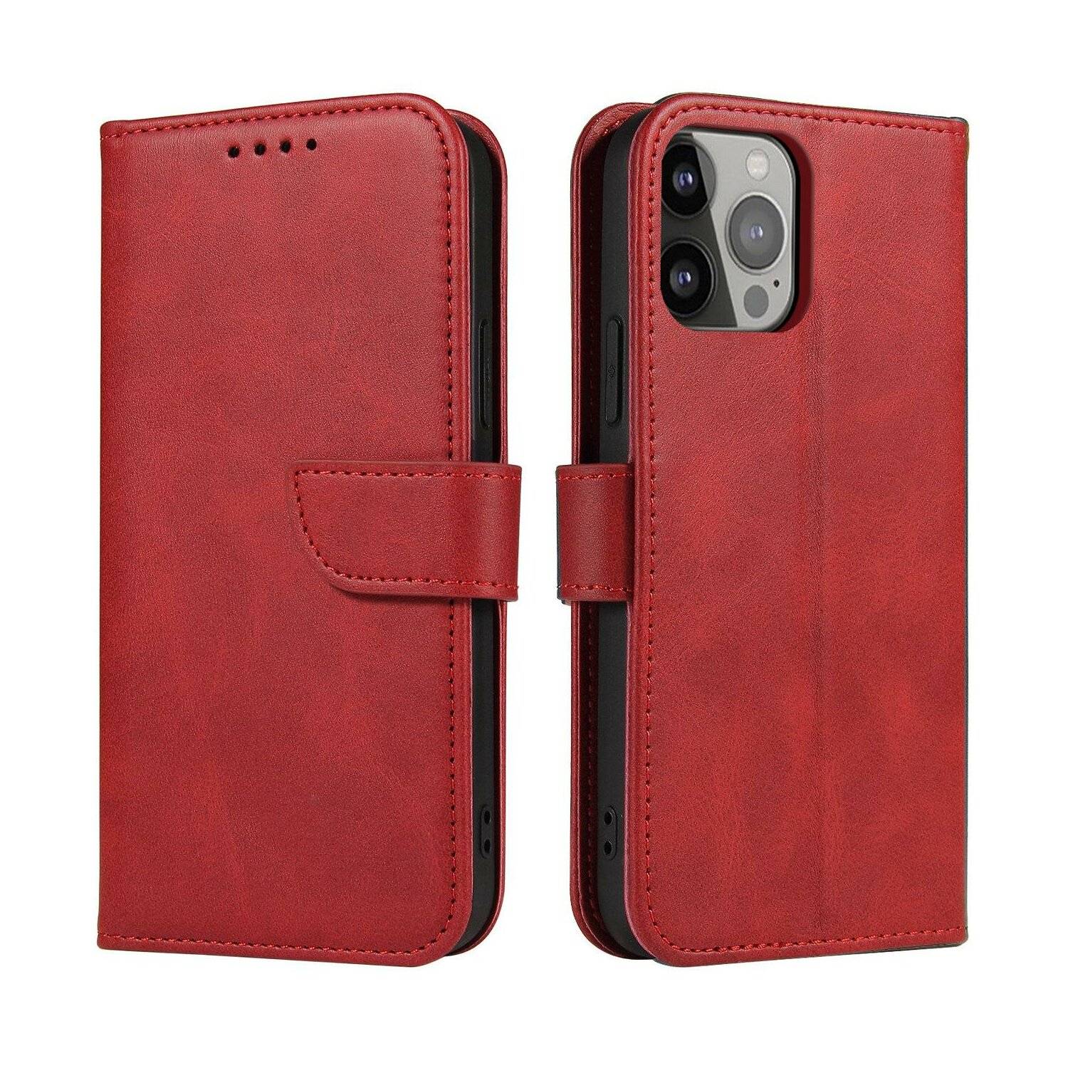 Premium Magnet Case Buch Tasche Schutzhülle Hülle Standfunktion Zubehör kompatibel mit Google Pixel 8 Rot
