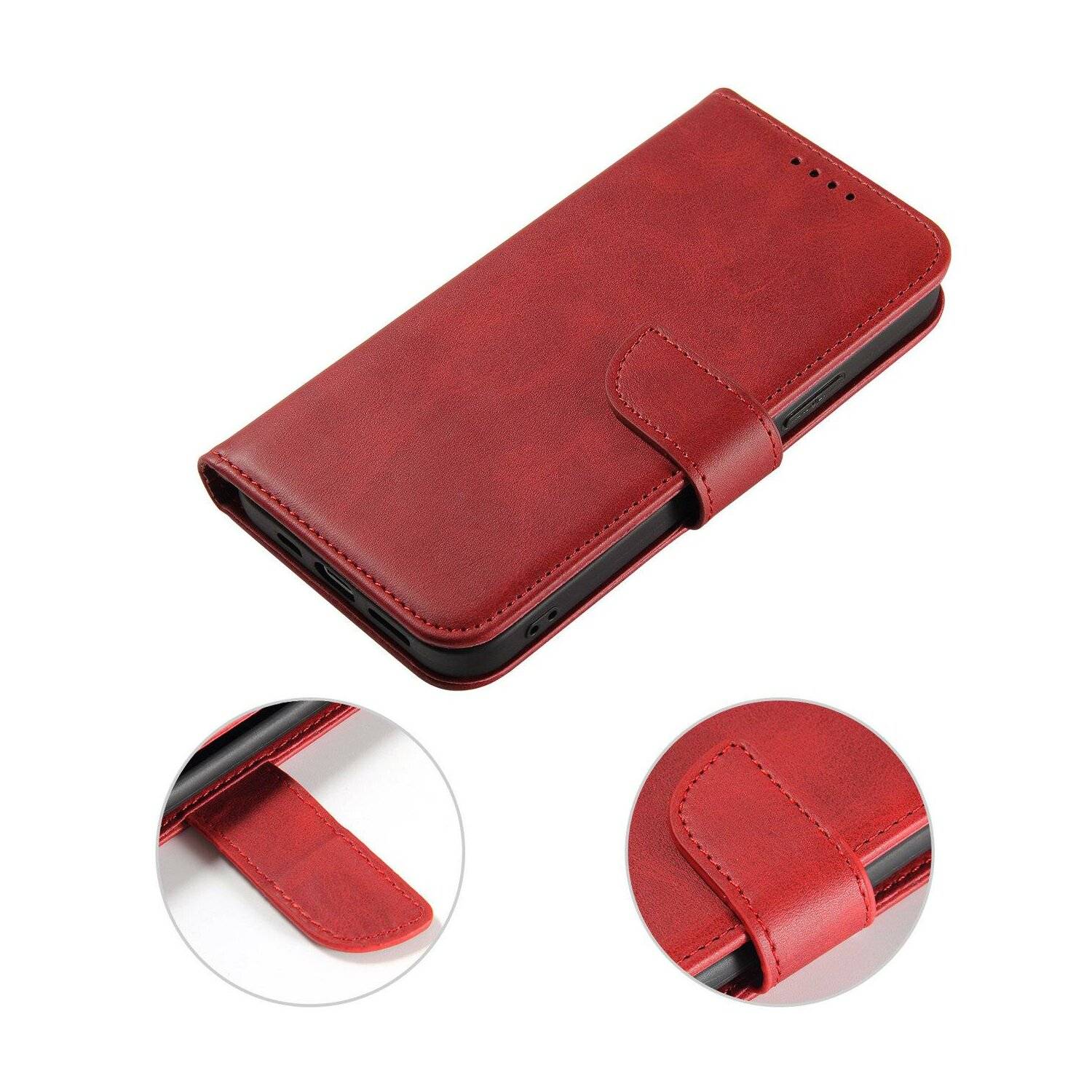 Premium Magnet Case Buch Tasche Schutzhülle Hülle Standfunktion Zubehör kompatibel mit Google Pixel 8 Rot
