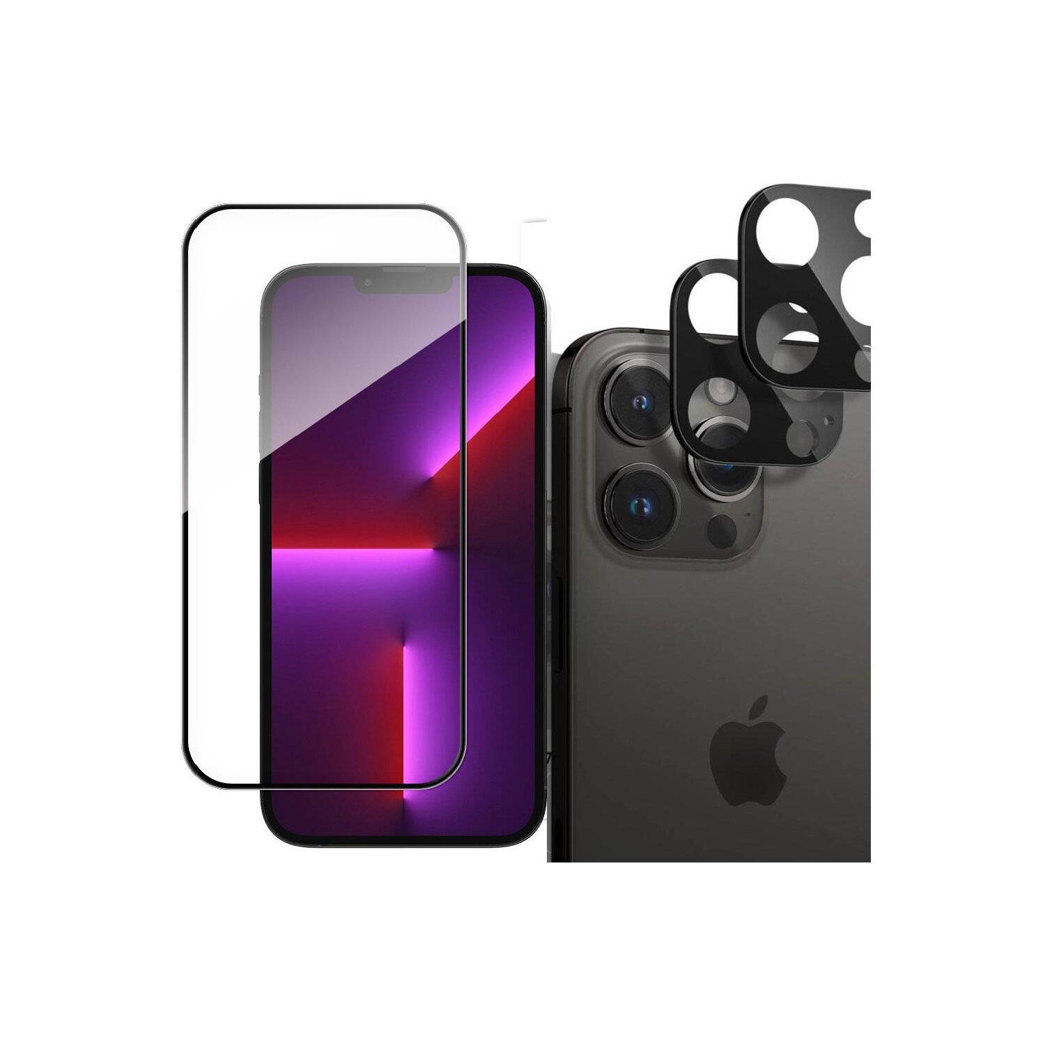 Schutzglas Set 5D Kompatibel mit iPhone 15 ( 2x 5D Glas + 2x Kamera-Schutzglas ) - 9H Härte