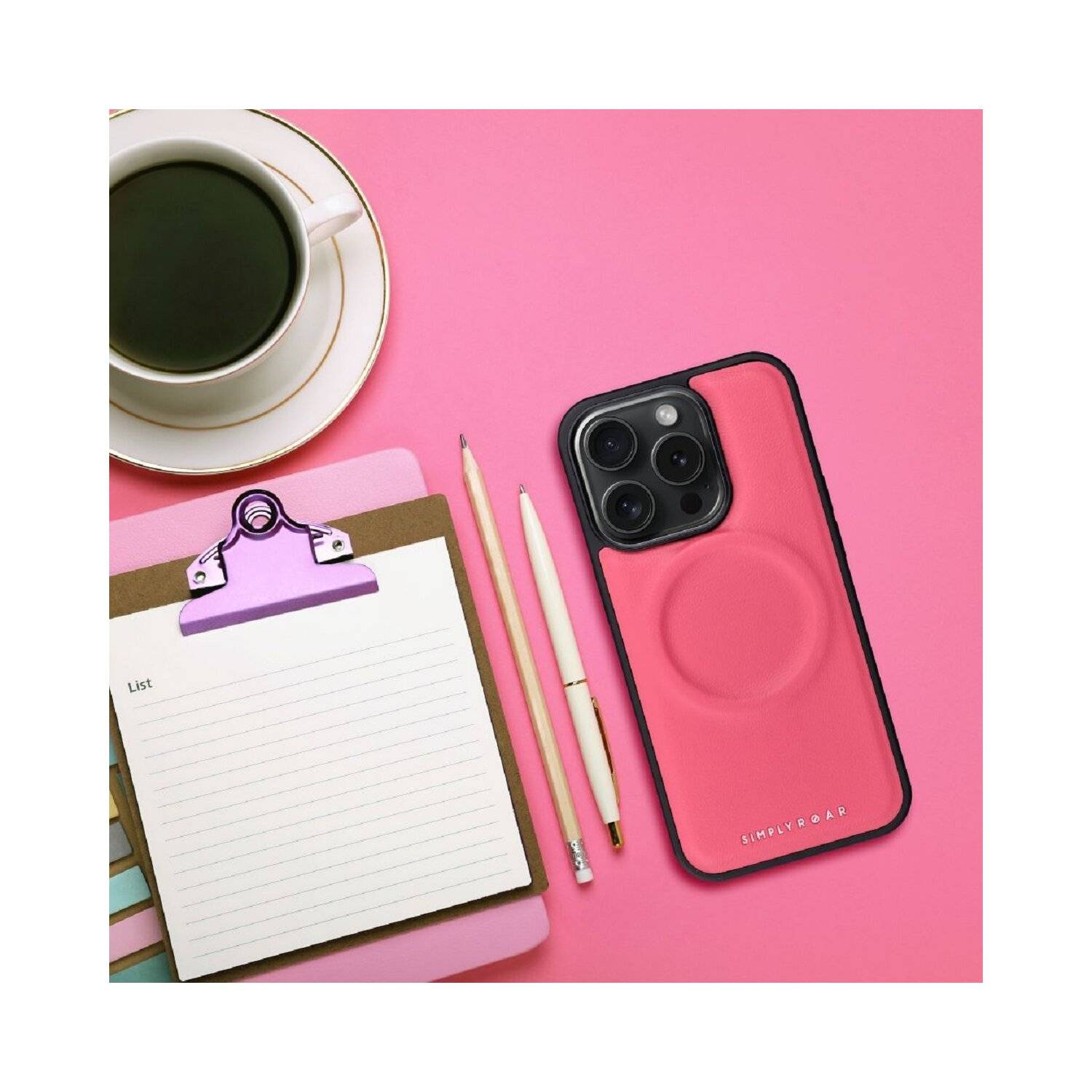 Roar Mag Morning Case Handyhülle Öko-Leder-Finish Schutzhülle iPhone 12 Pink