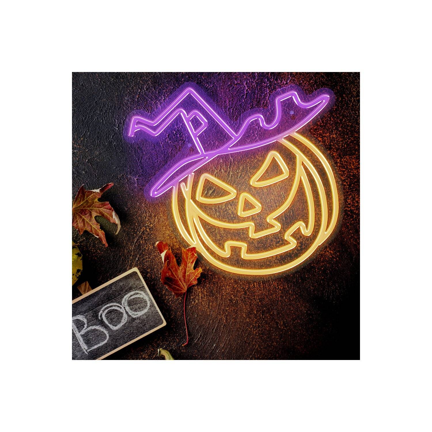 Neolia NNE16 Neonleuchte Plexiglas LED verfluchter Kürbis Leuchtschild LED Zeichen Orange-Lila
