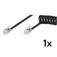 Telefonhörer-Spiralkabel RJ10-Stecker (4P4C) > RJ10-Stecker (4P4C), schwarz 2mtr Telefonhörer-Spiralkabel RJ10-Stecker (4P4C) > RJ10-Stecker (4P4C), schwarz 2mtr