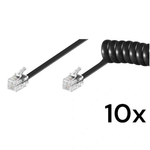 10x Telefonhörer-Spiralkabel RJ10-Stecker (4P4C) > RJ10-Stecker(4P4C) schwarz 2m 10x Telefonhörer-Spiralkabel RJ10-Stecker (4P4C) > RJ10-Stecker(4P4C) schwarz 2m