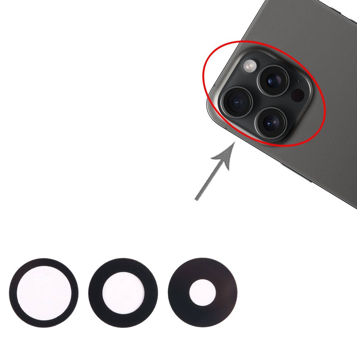 3 Stk Back Kamera Linsen Fassung Schutz für Apple iPhone 15 Pro Ersatzteil