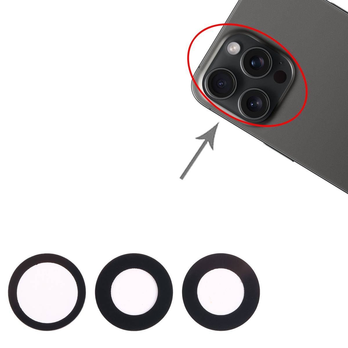 3 Stk Back Kamera Linsen Fassung Schutz für Apple iPhone 15 Pro Max Ersatzteil