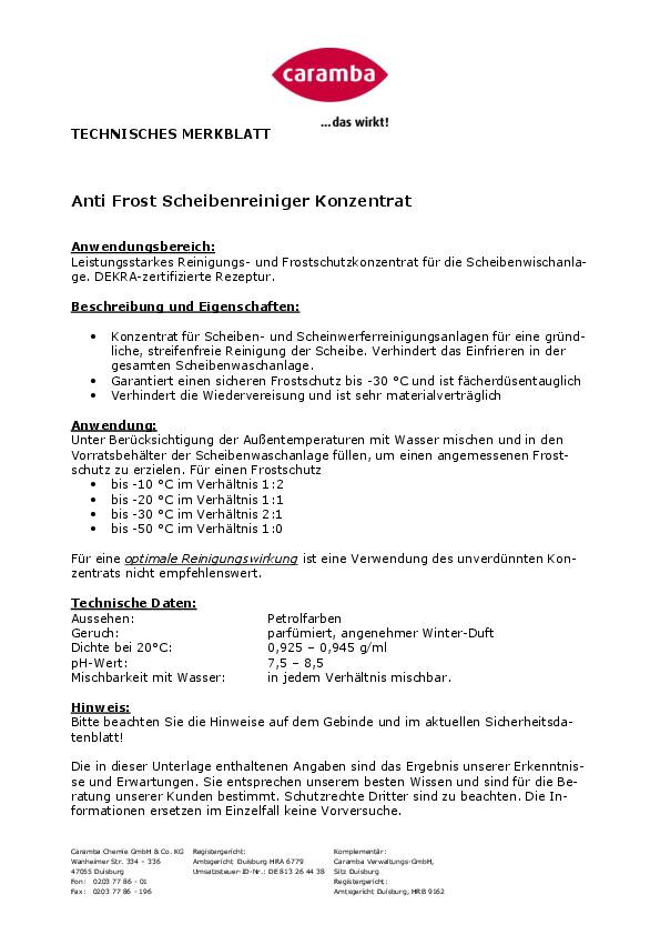Scheibenreiniger Anti Frost Konzentrat f.b.zu -50GradC 25l Kanister CARAMBA