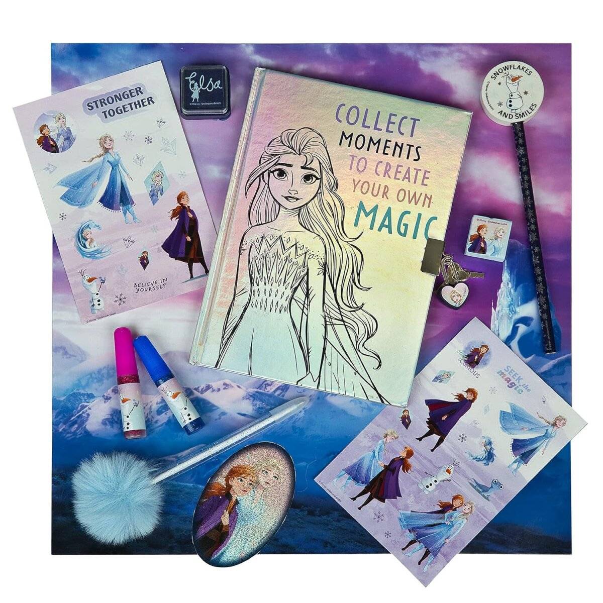 Disney Frozen Tagebuch-Set mit Glitzer und Zubehör  Perfekt für Kinder
