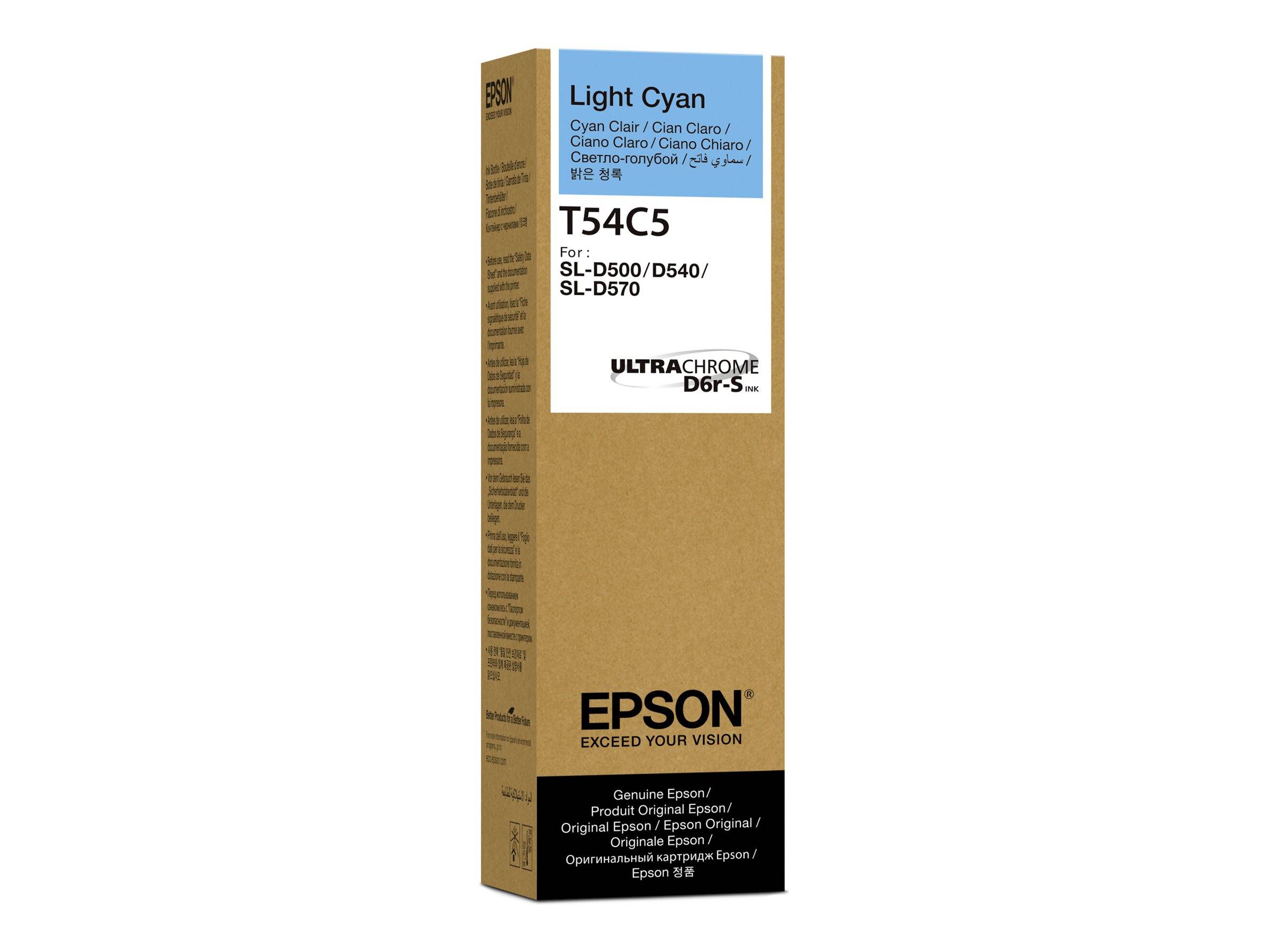 Epson T54C5 Hellcyan-Tintenpatrone für SL-D500/D540/D570 Drucker. Verpackung zeigt „UltraChrome D6r-S Tinte