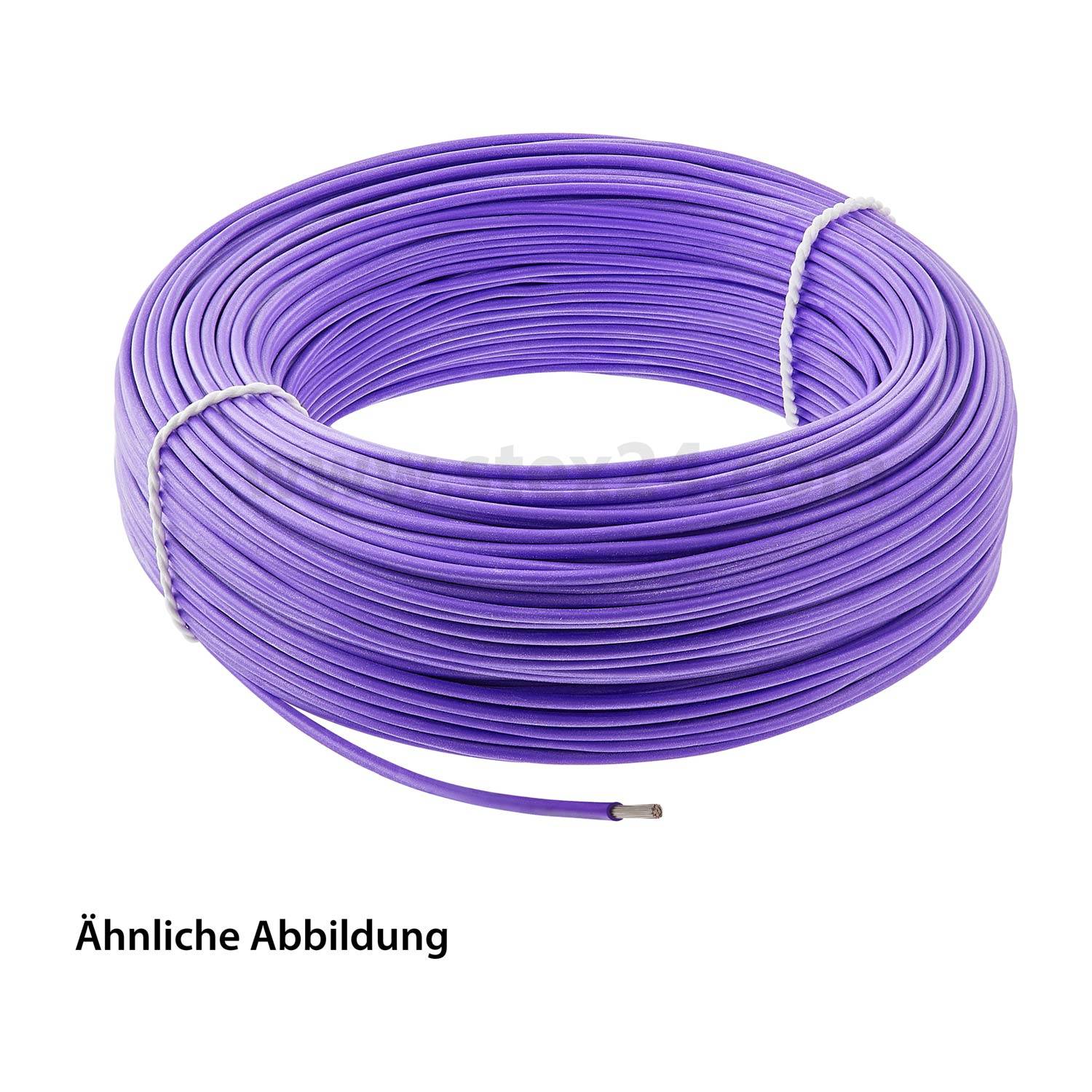 Eine Spule aus violettem Elektrokabel sauber aufgewickelt, mit sichtbaren Enden. Der Text 'Ähnliche Abbildung' übersetzt sich zu 'Ähnliches Bild' auf Englisch.