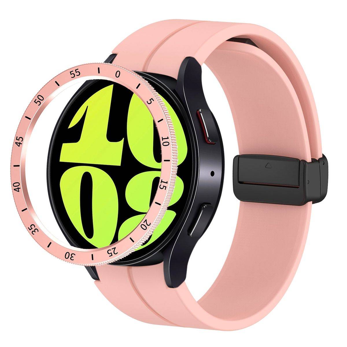 Für Samsung Galaxy Watch 6 Classic 47mm Schutzrahmen Zeitstrahl Pink