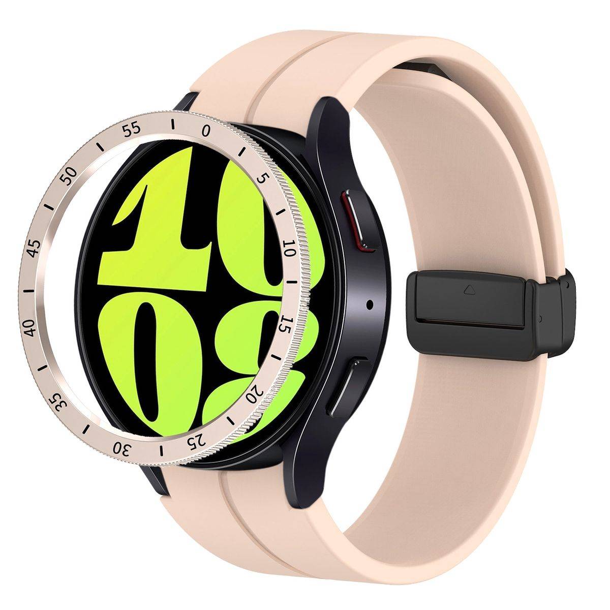 Für Samsung Galaxy Watch 6 Classic 47mm Schutzrahmen Zeitstrahl Rosa