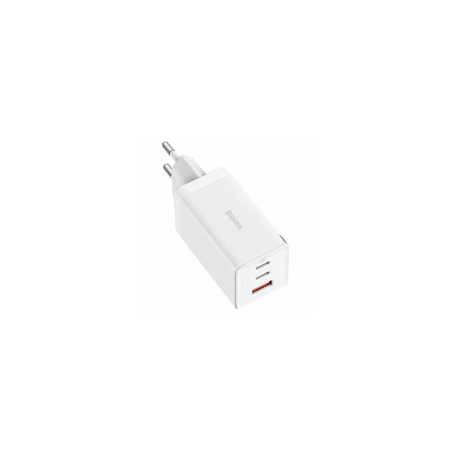 GaN 2xUSB C 1x USB 65W Schnellladegerät Baseus GaN5 Pro + USB C - USB C 100W Kabel - Weiß