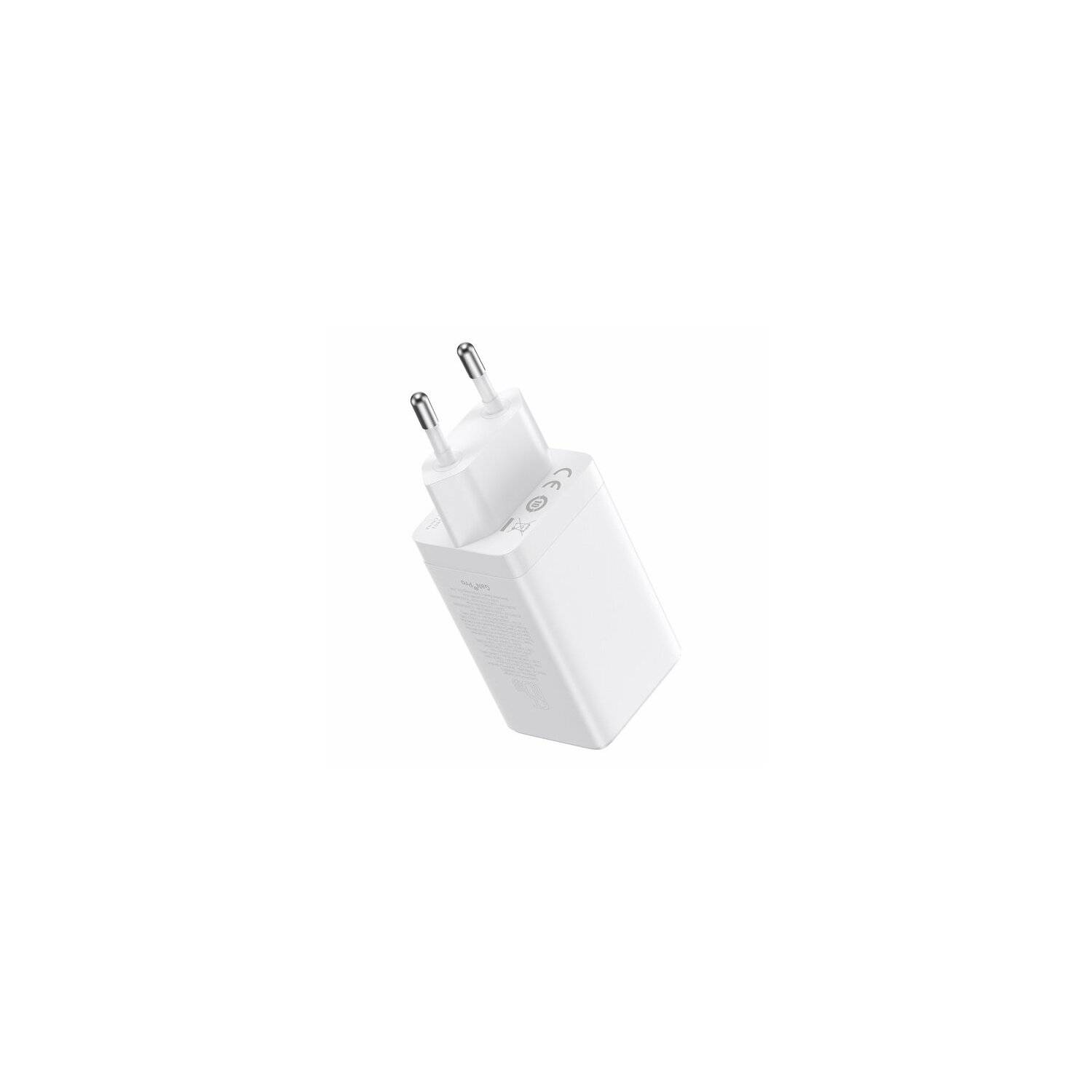 GaN 2xUSB C 1x USB 65W Schnellladegerät Baseus GaN5 Pro + USB C - USB C 100W Kabel - Weiß