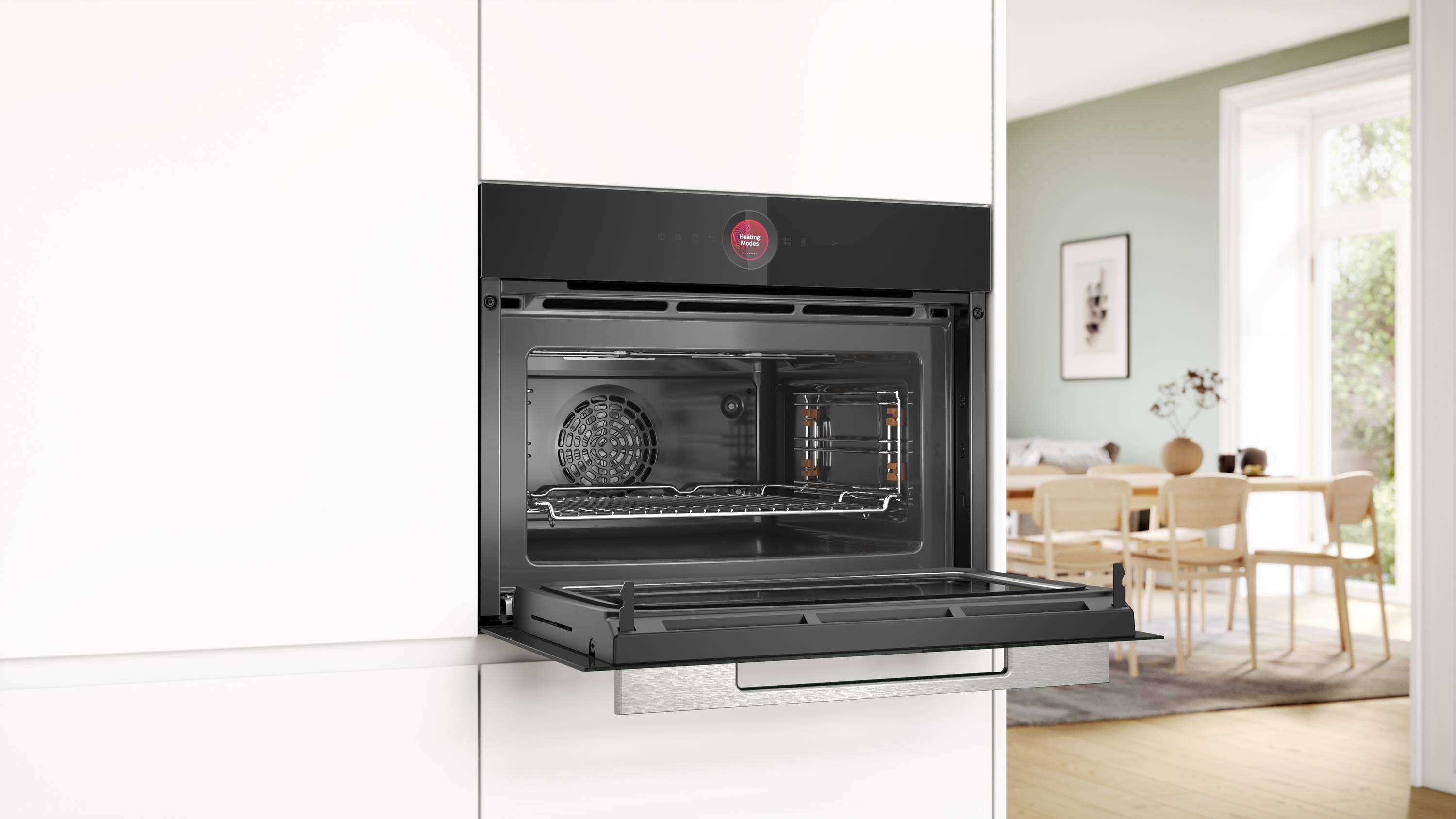 Bosch Serie 8, Einbau-Kompaktbackofen mit Mikrowellenfunktion, 60 x 45 cm, Schwarz, CMG7241B1