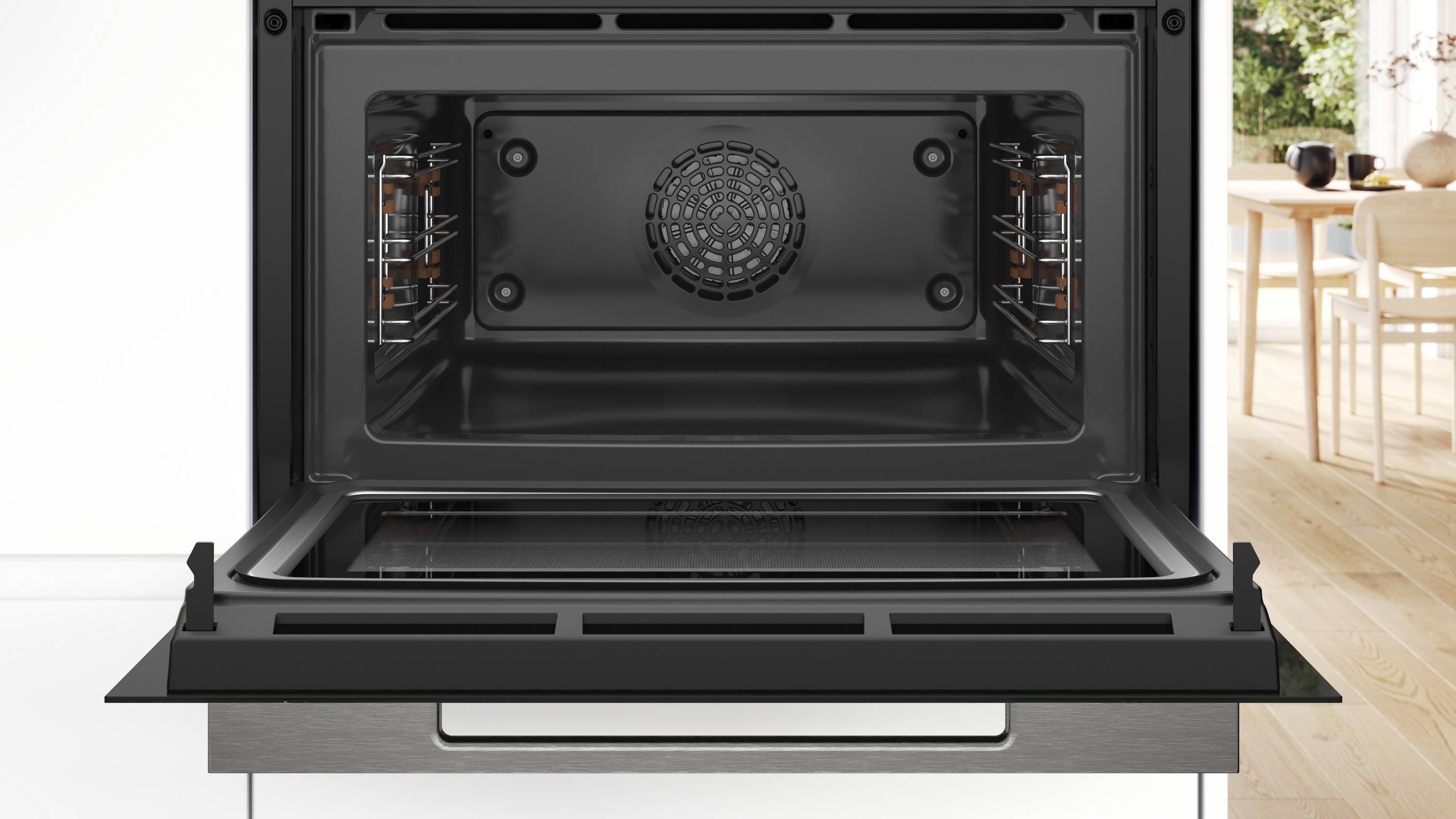 Bosch Serie 8, Einbau-Kompaktbackofen mit Mikrowellenfunktion, 60 x 45 cm, Schwarz, CMG7241B1