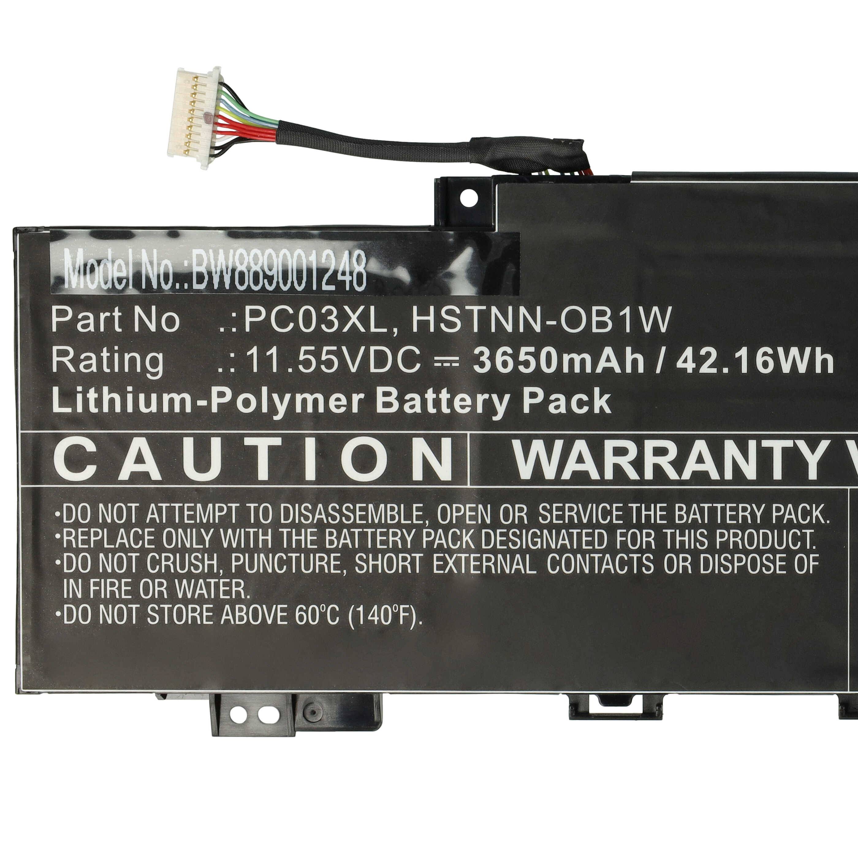 vhbw Akku kompatibel mit HP Pavilion X360 14-dw1021TU, 14-dw1020TU, 14-DW1011NL, 14-dw1023dx Notebook (3650 mAh, 11,55 V, Li-Polymer)
