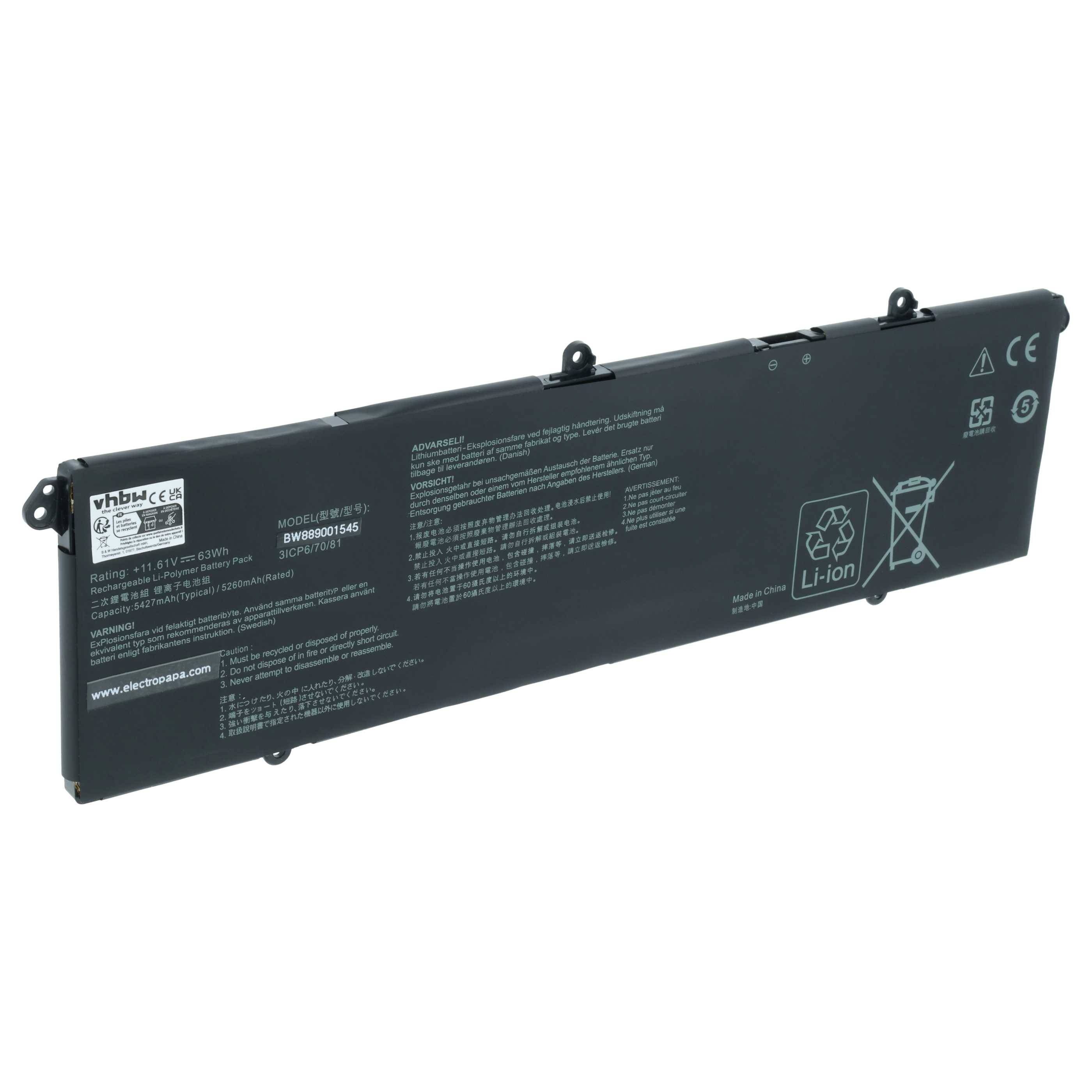 vhbw Akku kompatibel mit Asus VivoBook Pro 15 Oled K3500ph, Pro 15 Oled K3500ph-Kj112t Notebook (5400 mAh, 11,61 V, Li-Polymer)