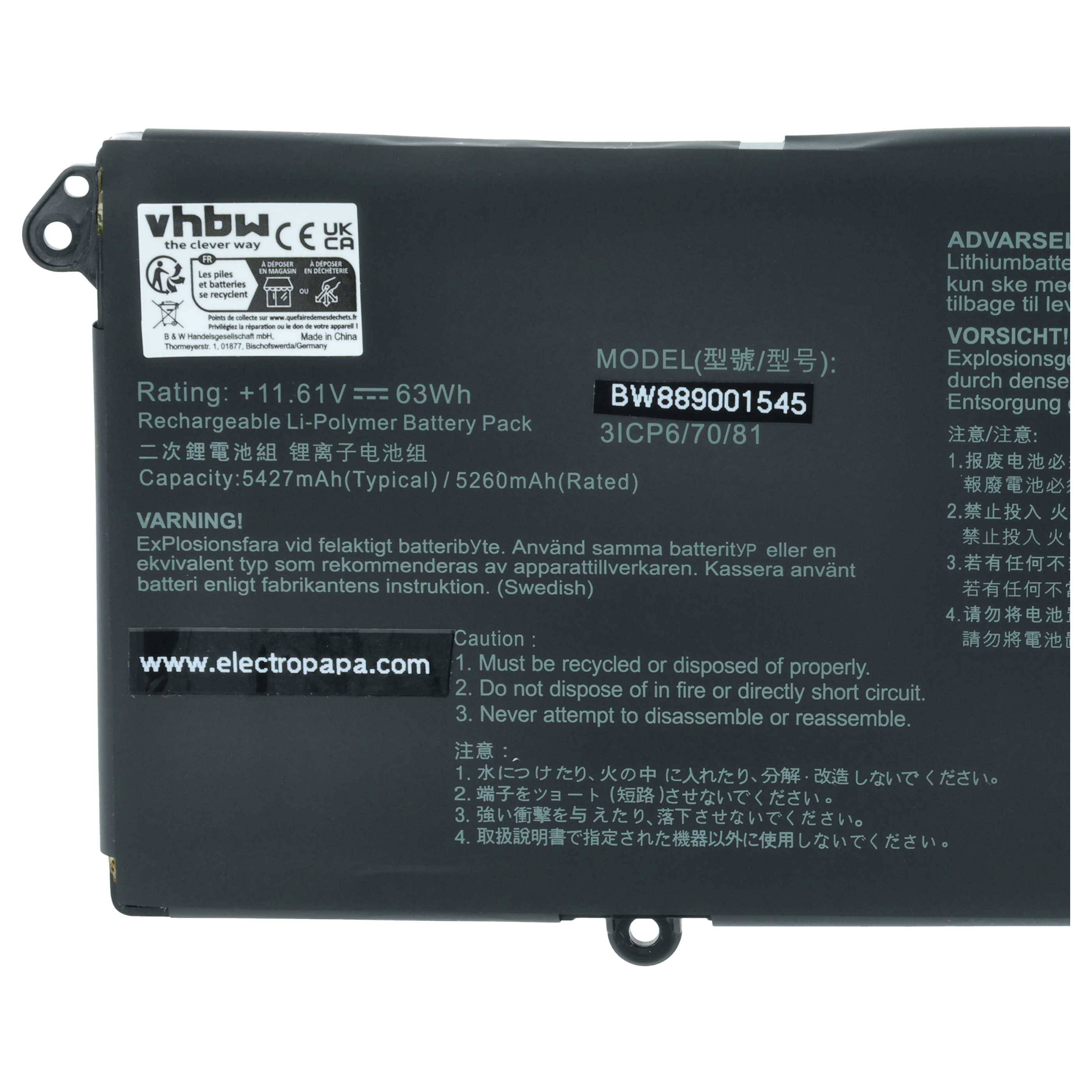 vhbw Akku kompatibel mit Asus VivoBook Pro 14X Oled M7400qc-Km941r Notebook (5400 mAh, 11,61 V, Li-Polymer)