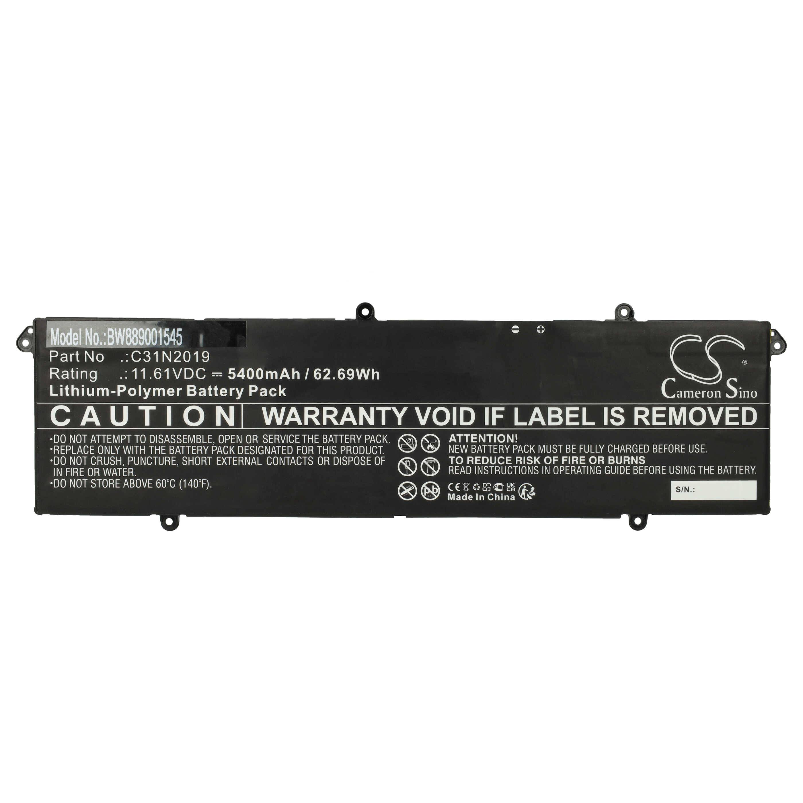 vhbw Akku kompatibel mit Asus VivoBook Pro 15 Oled M3500qc-L1262ts Notebook (5400 mAh, 11,61 V, Li-Polymer)