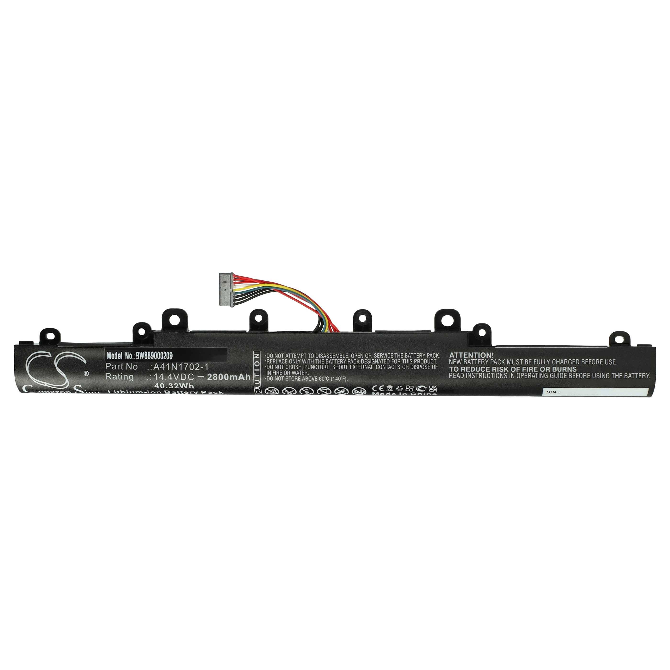 vhbw Akku kompatibel mit Asus P1440FA-FA0172R, P1440FA-FA0241R, P1440FA-FA0361R, P1440FA-FA0405R Notebook (2800 mAh, 14,4 V, Li-Ion)