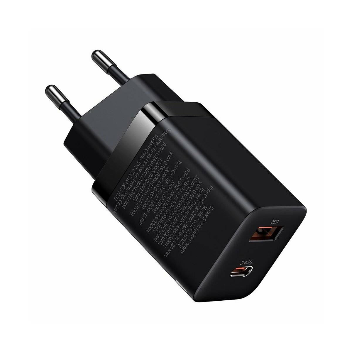 Baseus Super Si Pro Schnellladegerät USB / USB Type C 30W Power Delivery Quick Charge schwarz (CCSUPP-E01)