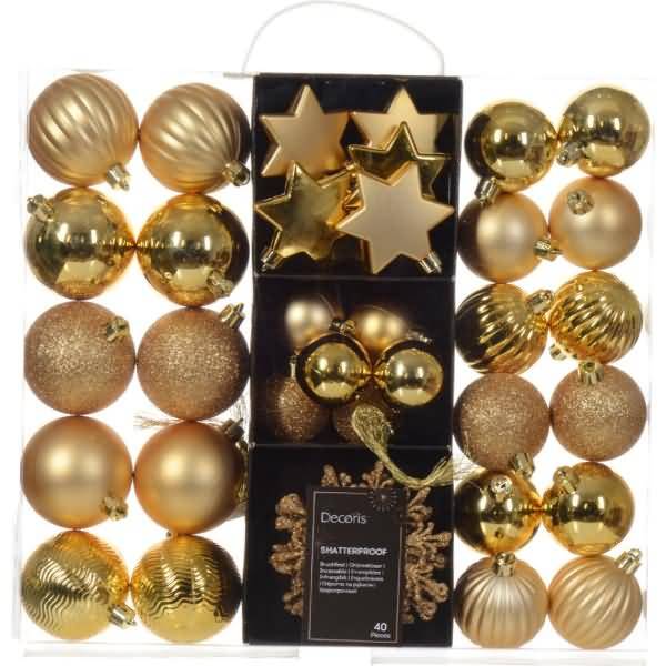 Christbaumschmuck Mix Kunststoff gold VE=40 Stück
