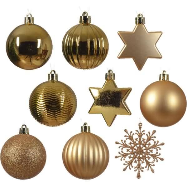 Christbaumschmuck Mix Kunststoff gold VE=40 Stück