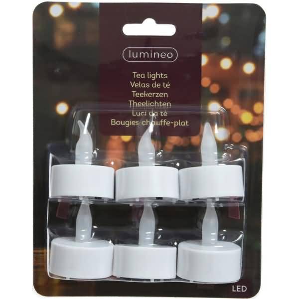 LED-Teelicht aus Kunststoff 4,6cm weiß VE=6 Stück