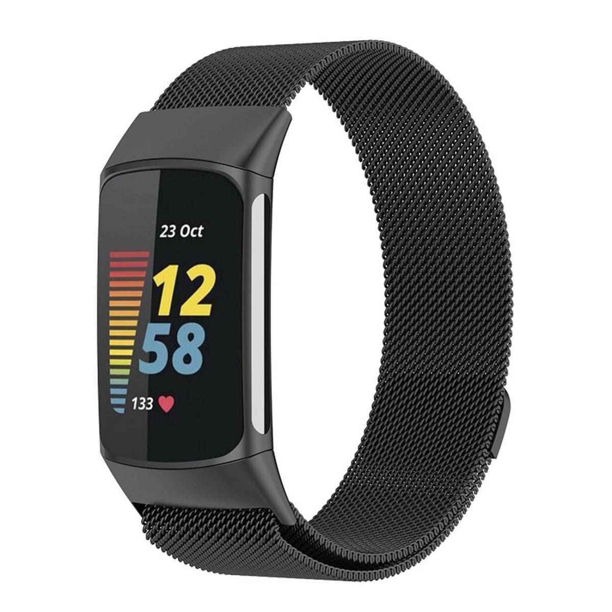 Für Fitbit Charge 6 / 5 Metall Stahl Mesh Armband mit Magnetverschluss